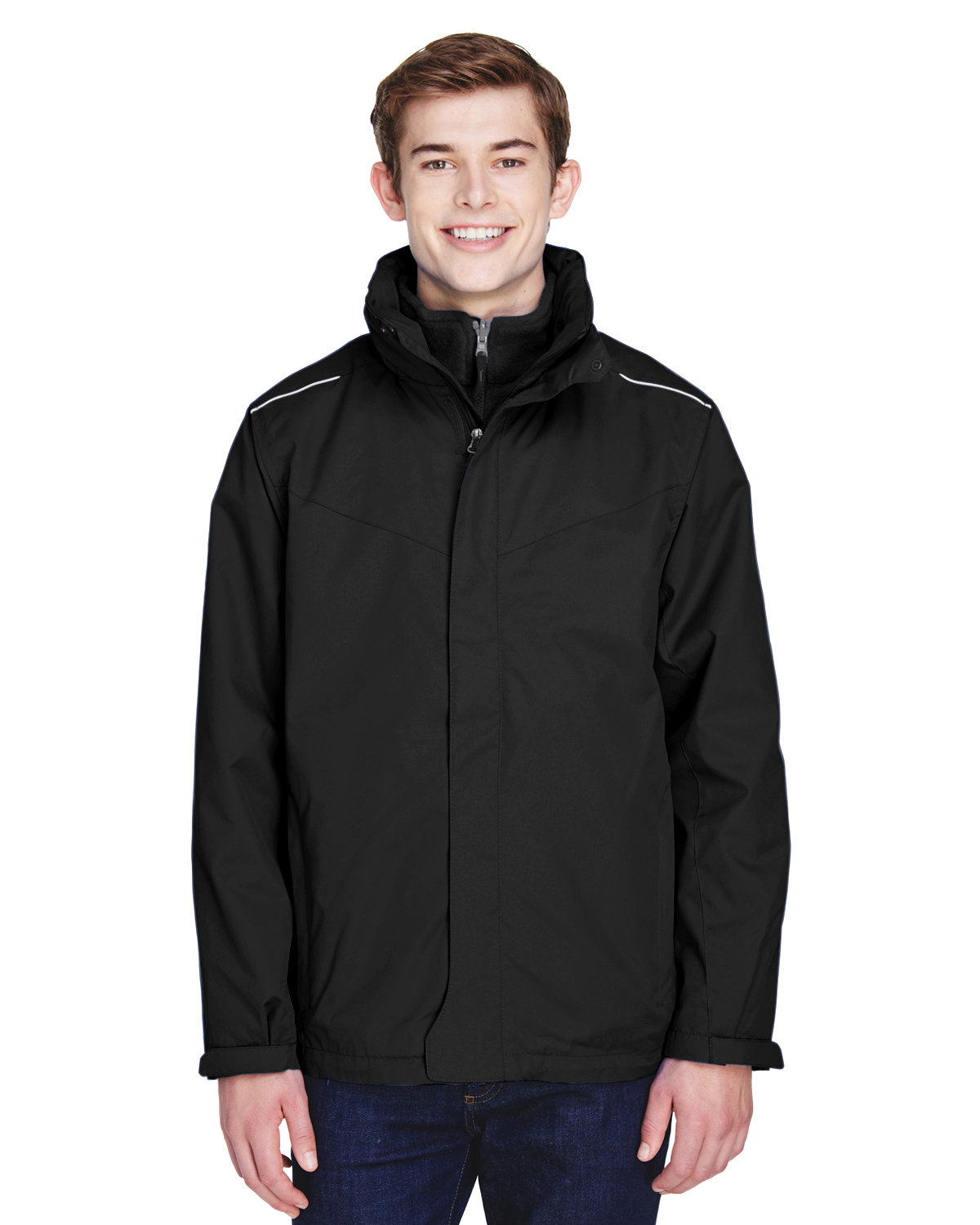Core 365 Men's Tall Region 3-in-1 Jacket with Fleece Liner BLACK 