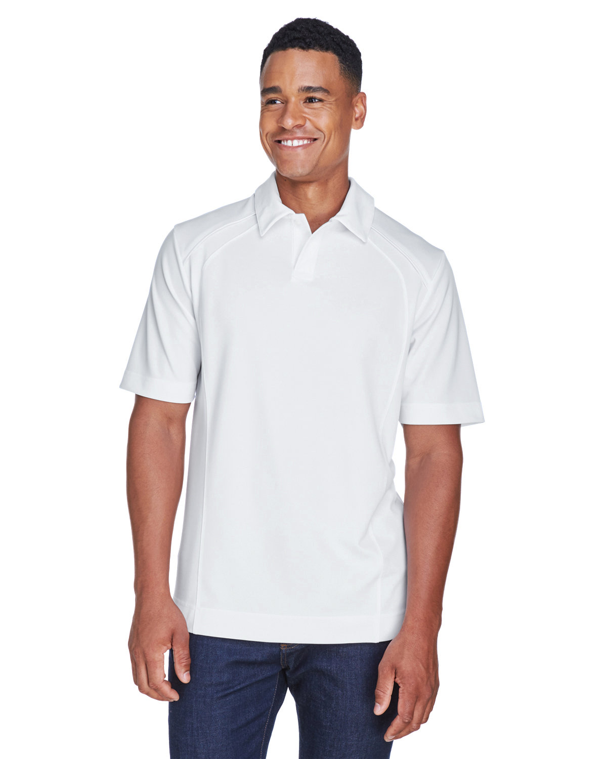 North End Men's Recycled Polyester Performance Piqué Polo WHITE 