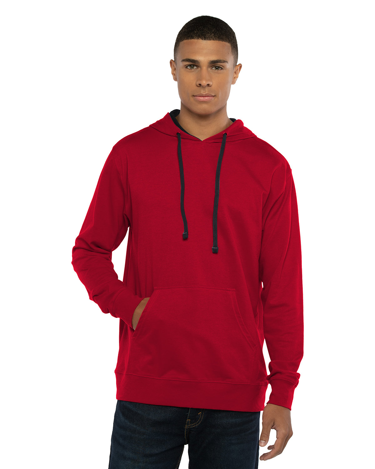 Next Level Unisex Laguna French Terry Pullover Hooded Sweatshirt RED/ BLACK 