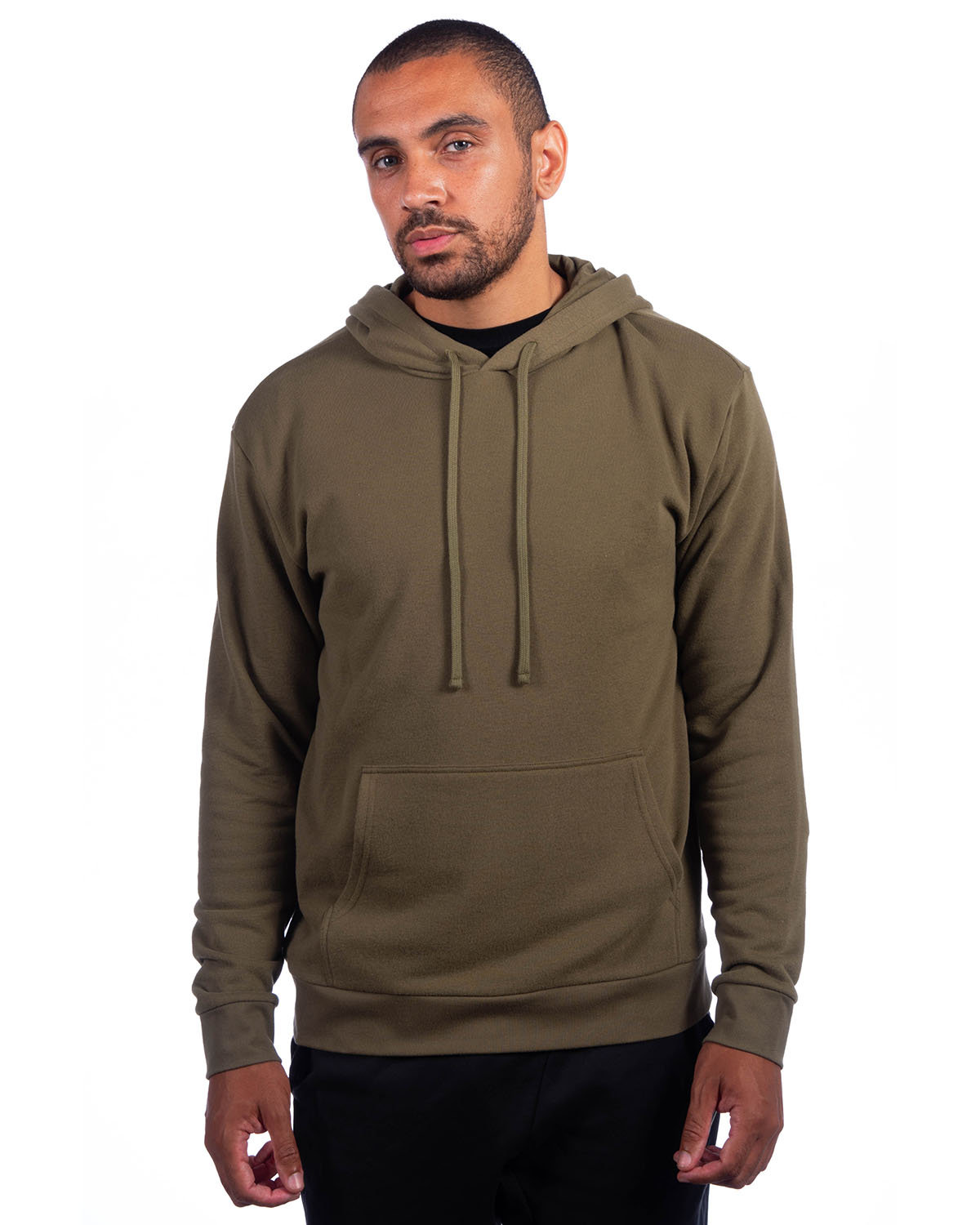Next Level Adult Sueded French Terry Pullover Sweatshirt MILITARY GREEN 