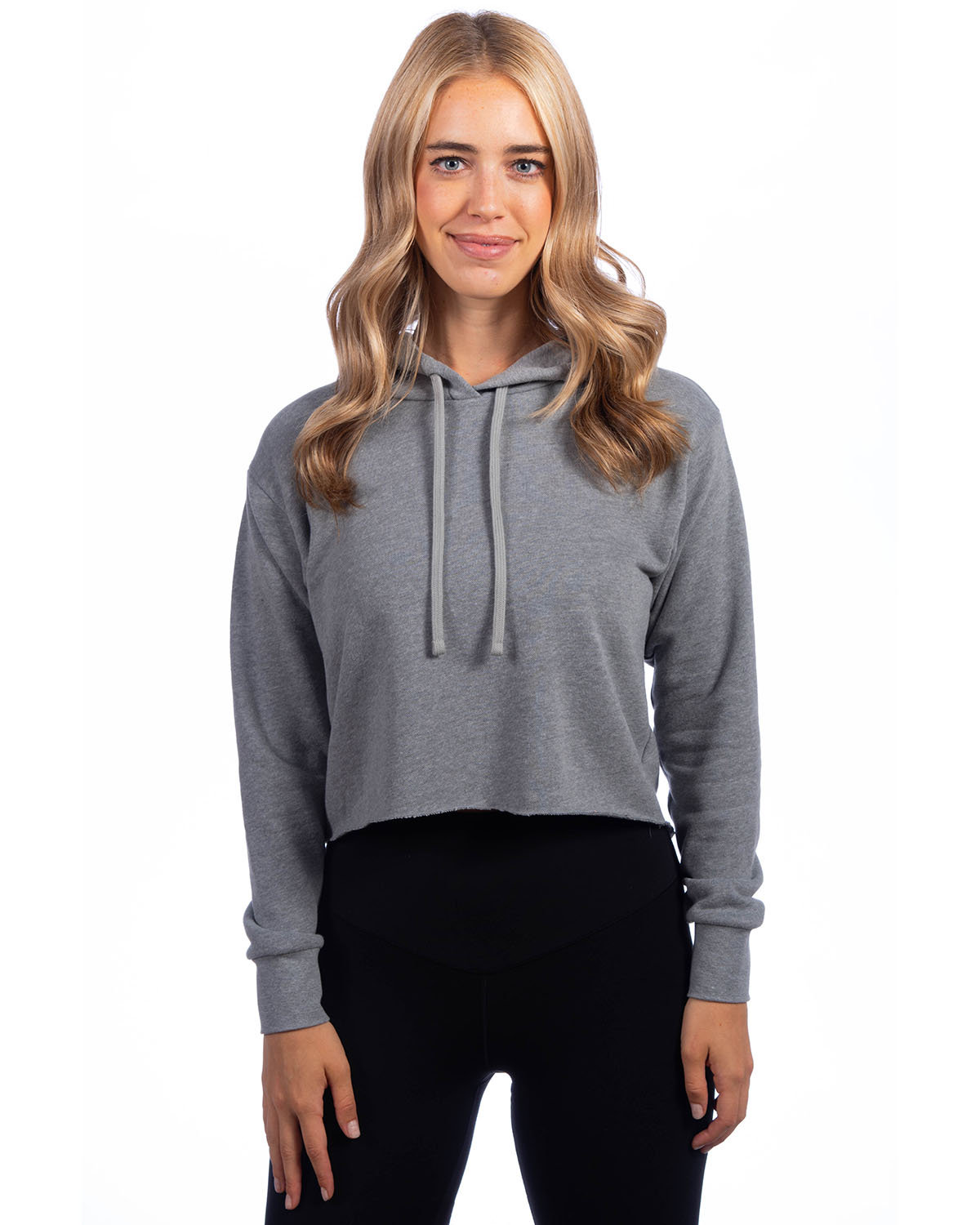 Next Level Ladies' Cropped Pullover Hooded Sweatshirt HEATHER GRAY 