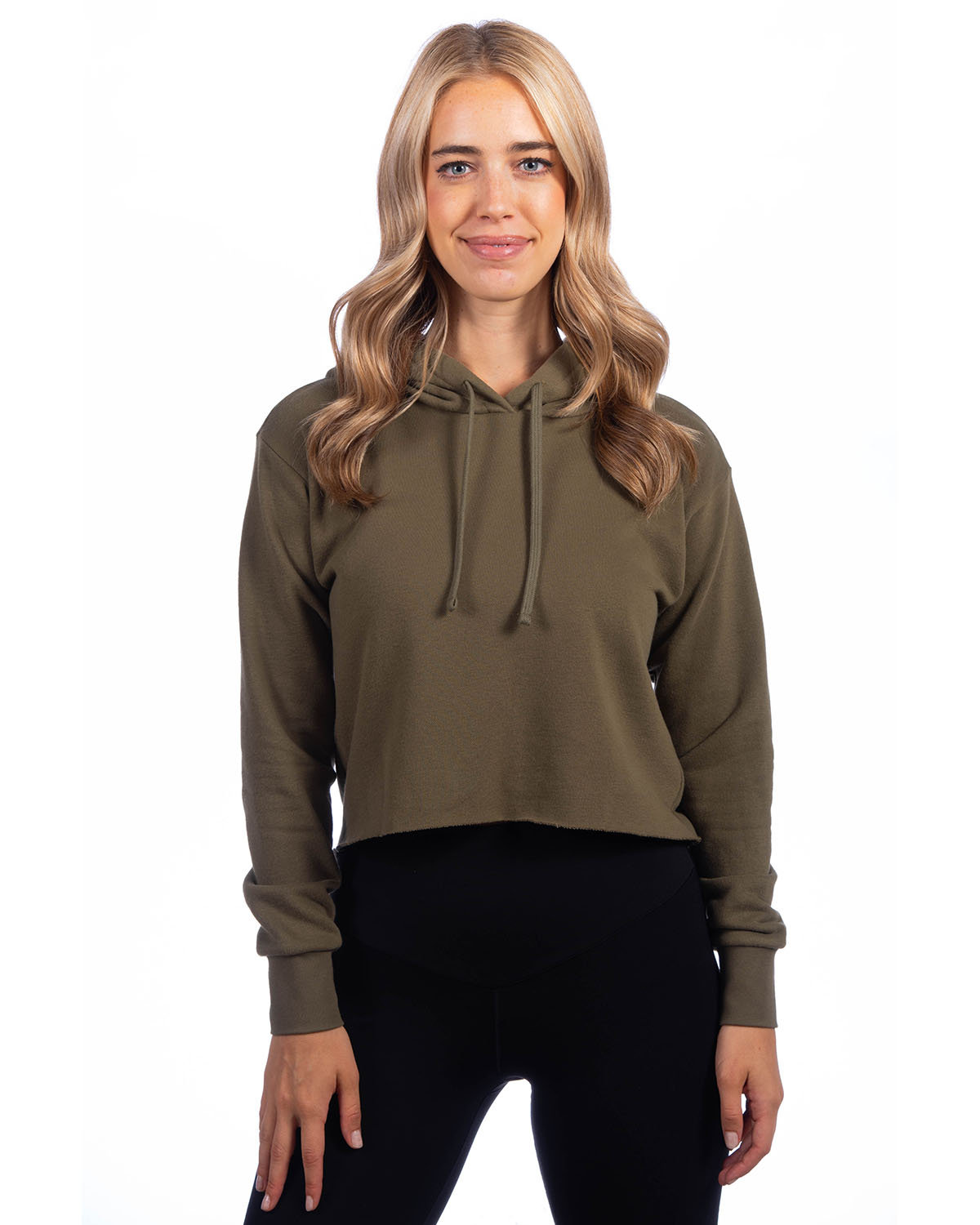 Next Level Ladies' Cropped Pullover Hooded Sweatshirt MILITARY GREEN 