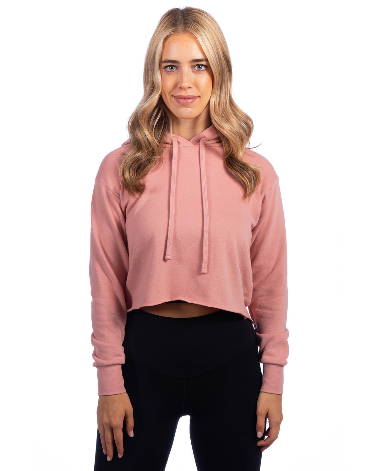 Next Level Ladies' Cropped Pullover Hooded Sweatshirt DESERT PINK 