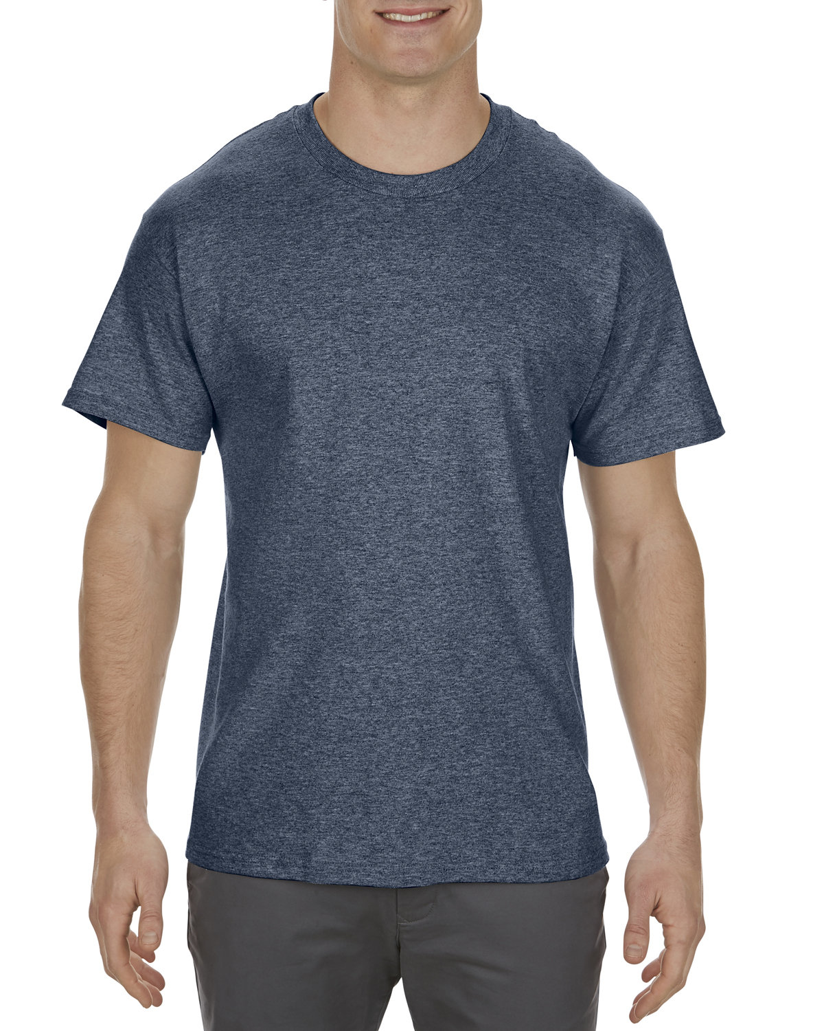 Alstyle Adult 5.1 oz., 100% Soft Spun Cotton T-Shirt NAVY HEATHER 