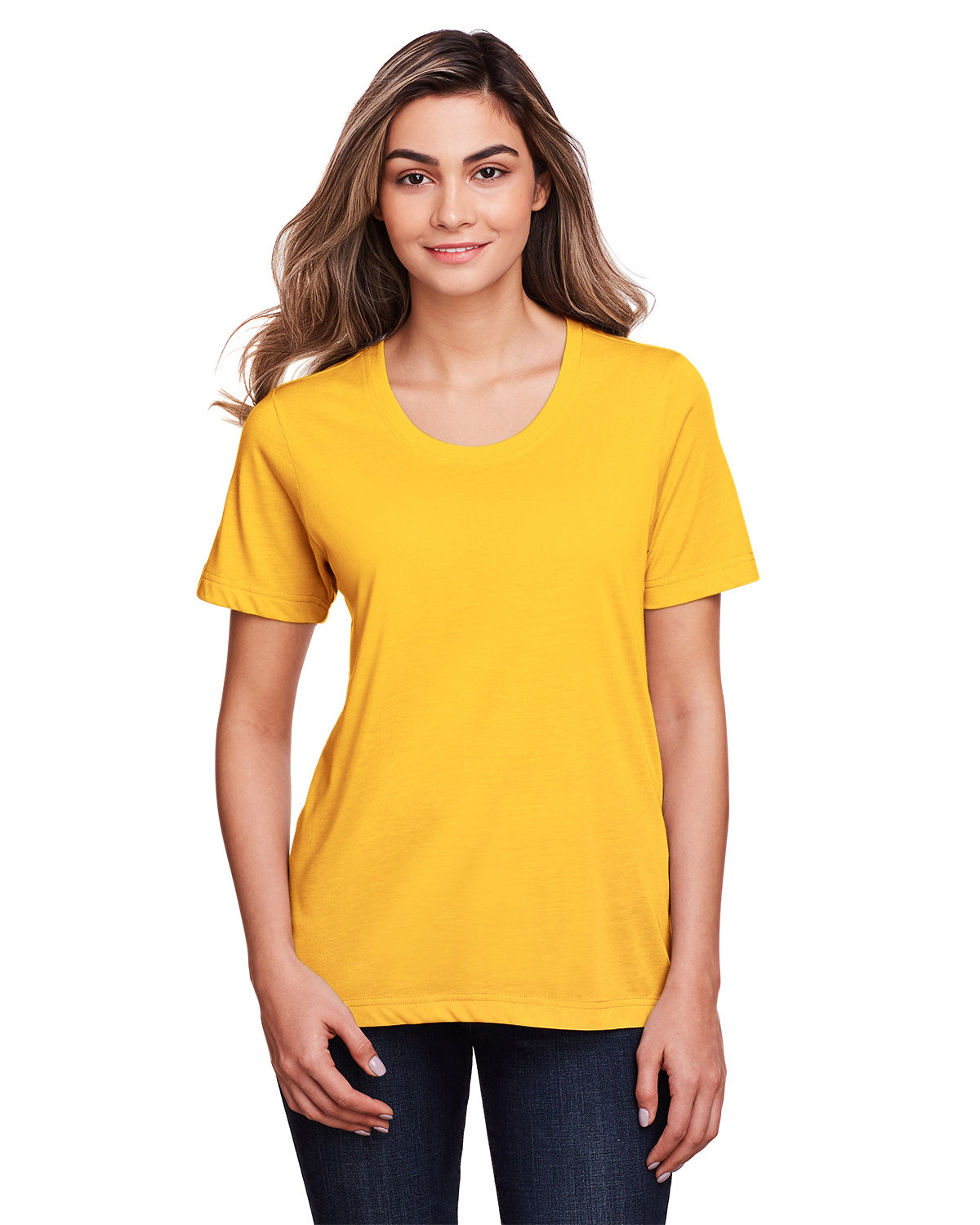 Core365 Ladies' Fusion ChromaSoft™ Performance T-Shirt CAMPUS GOLD 
