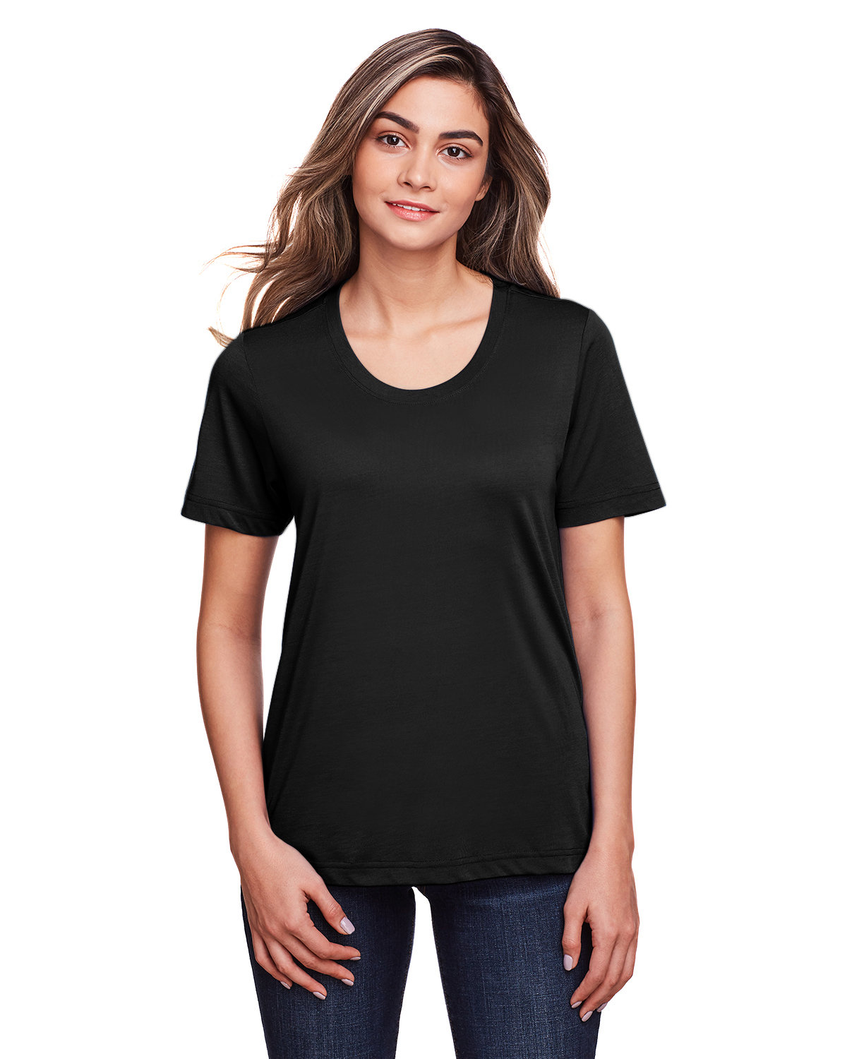 Core365 Ladies' Fusion ChromaSoft™ Performance T-Shirt BLACK 