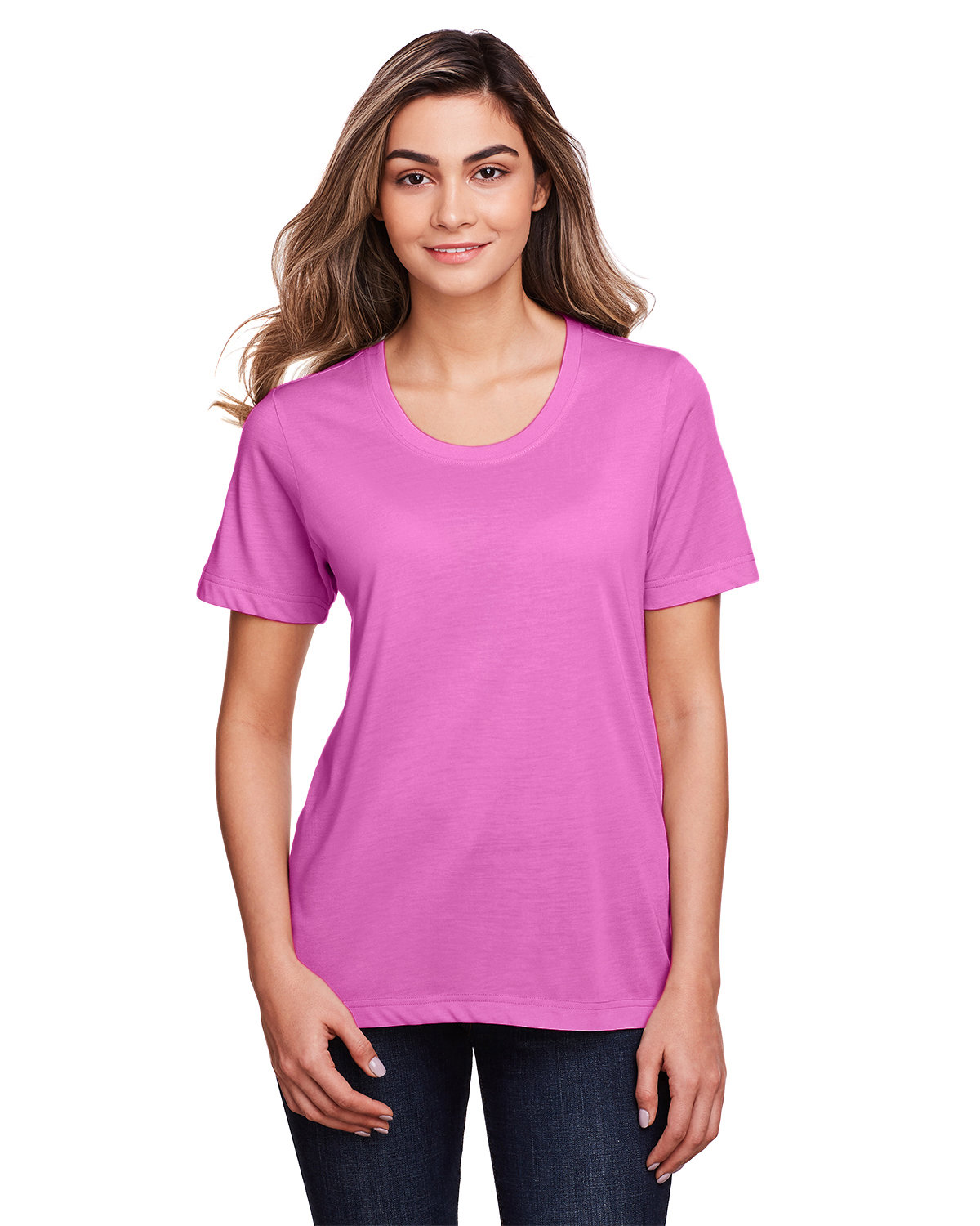 Core365 Ladies' Fusion ChromaSoft™ Performance T-Shirt CHARITY PINK 