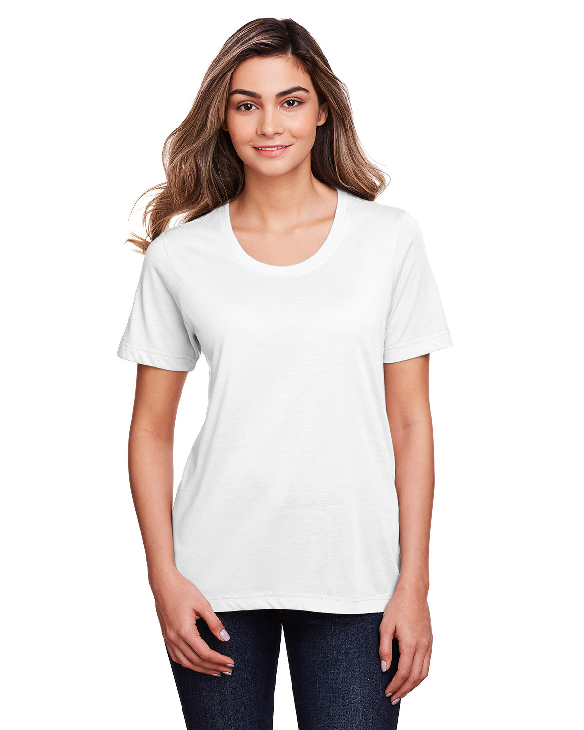 Core365 Ladies' Fusion ChromaSoft™ Performance T-Shirt WHITE 