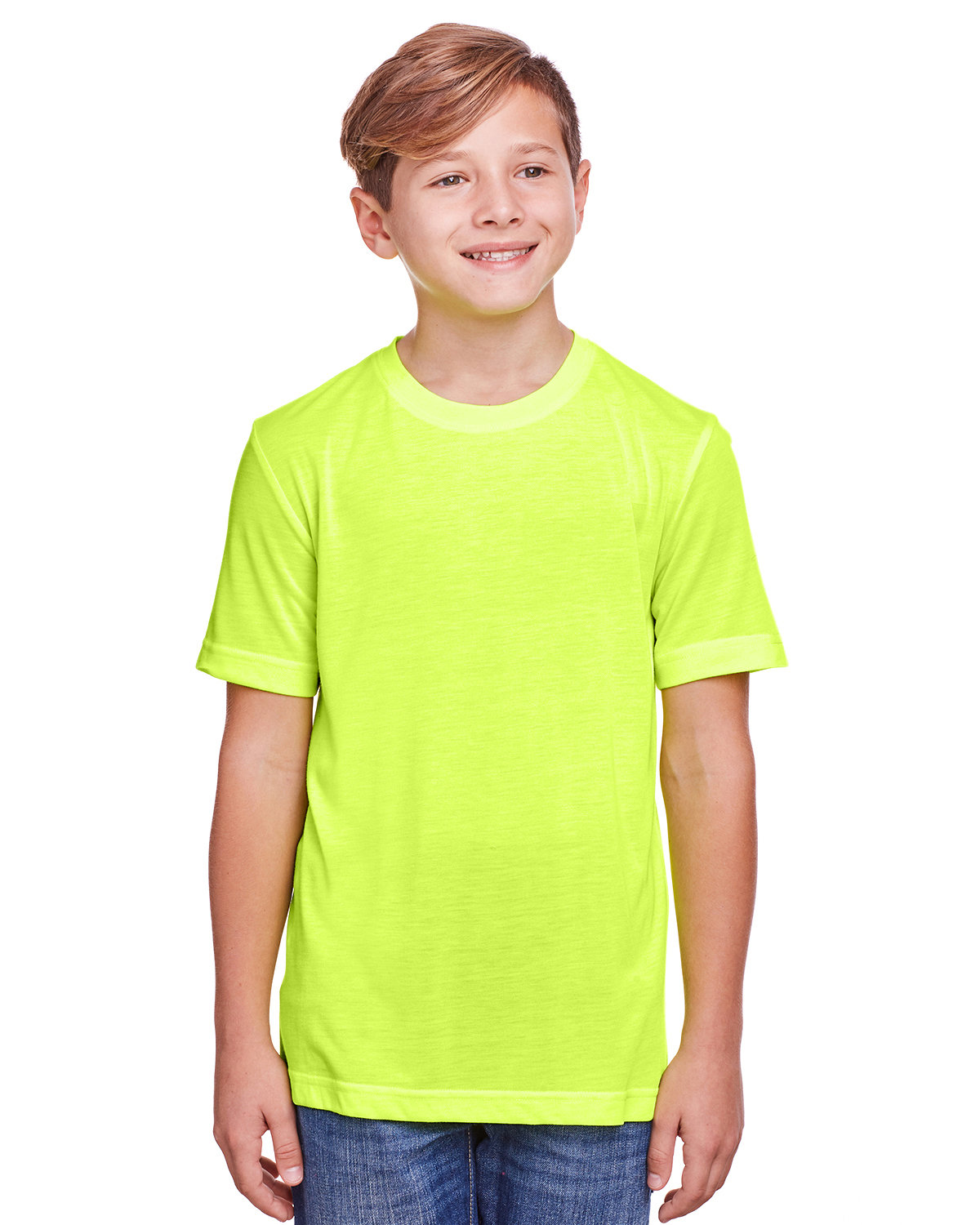 Core365 Youth Fusion ChromaSoft Performance T-Shirt SAFETY YELLOW 