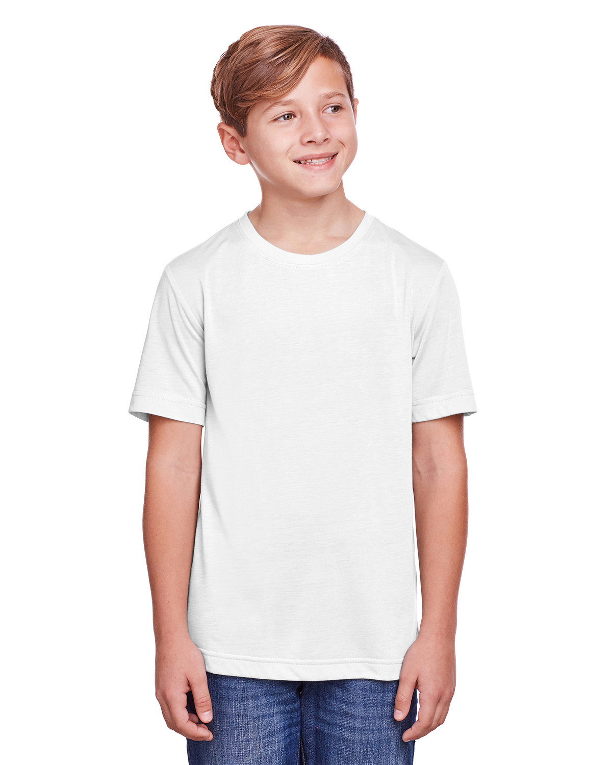Core365 Youth Fusion ChromaSoft Performance T-Shirt WHITE 