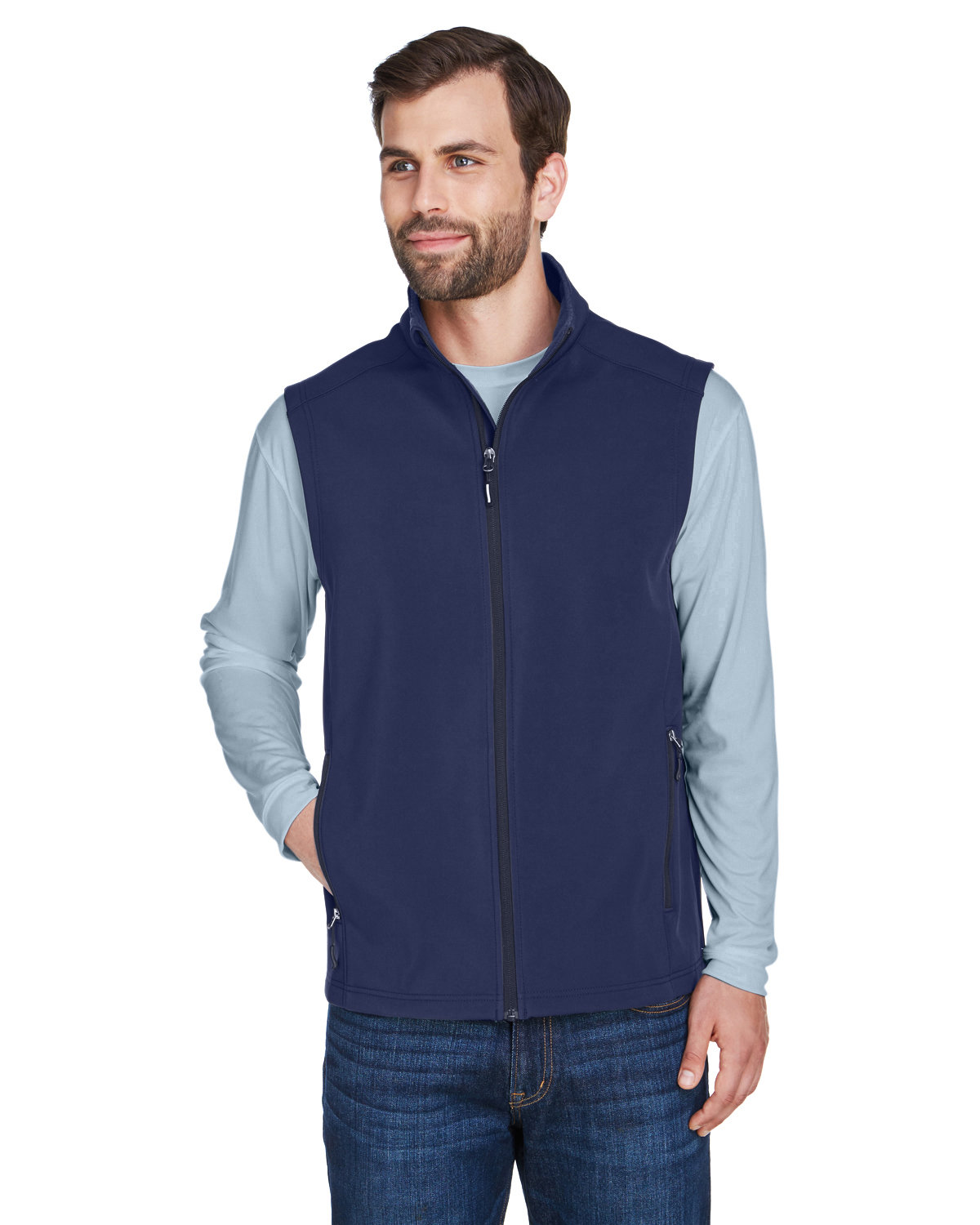 Core365 Men's Cruise Two-Layer Fleece Bonded Soft Shell Vest CLASSIC NAVY 