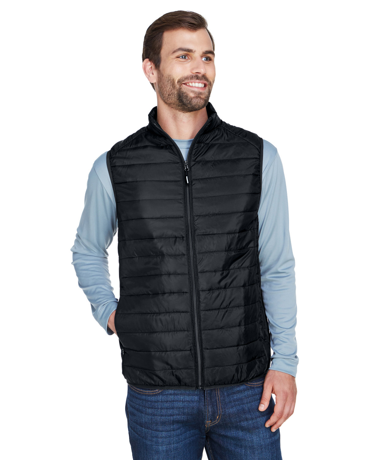 Core365 Men's Prevail Packable Puffer Vest BLACK 