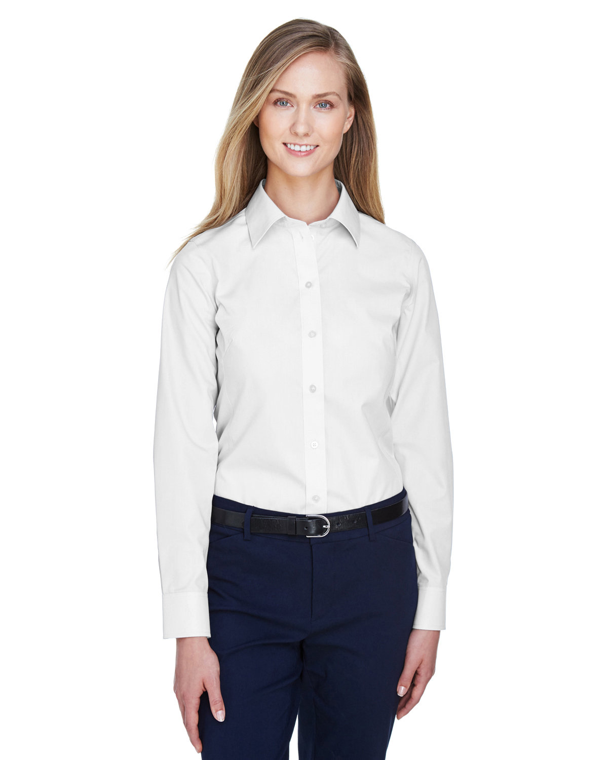 Devon & Jones Ladies' Crown Woven Collection™ Solid Broadcloth WHITE 