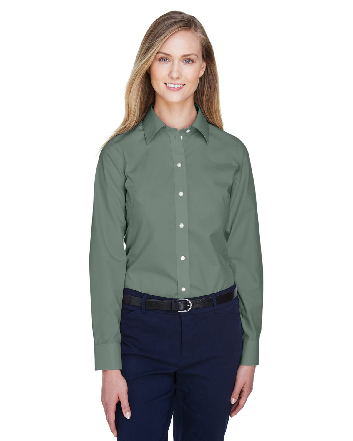 Devon & Jones Ladies' Crown Woven Collection™ Solid Broadcloth DILL 