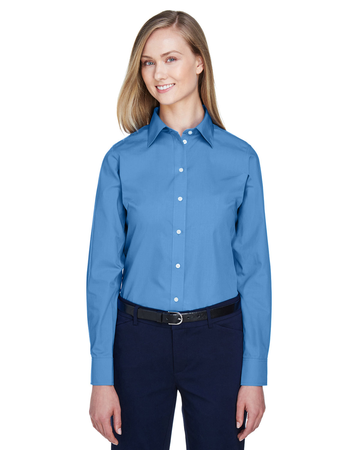 Devon & Jones Ladies' Crown Woven Collection™ Solid Broadcloth FRENCH BLUE 