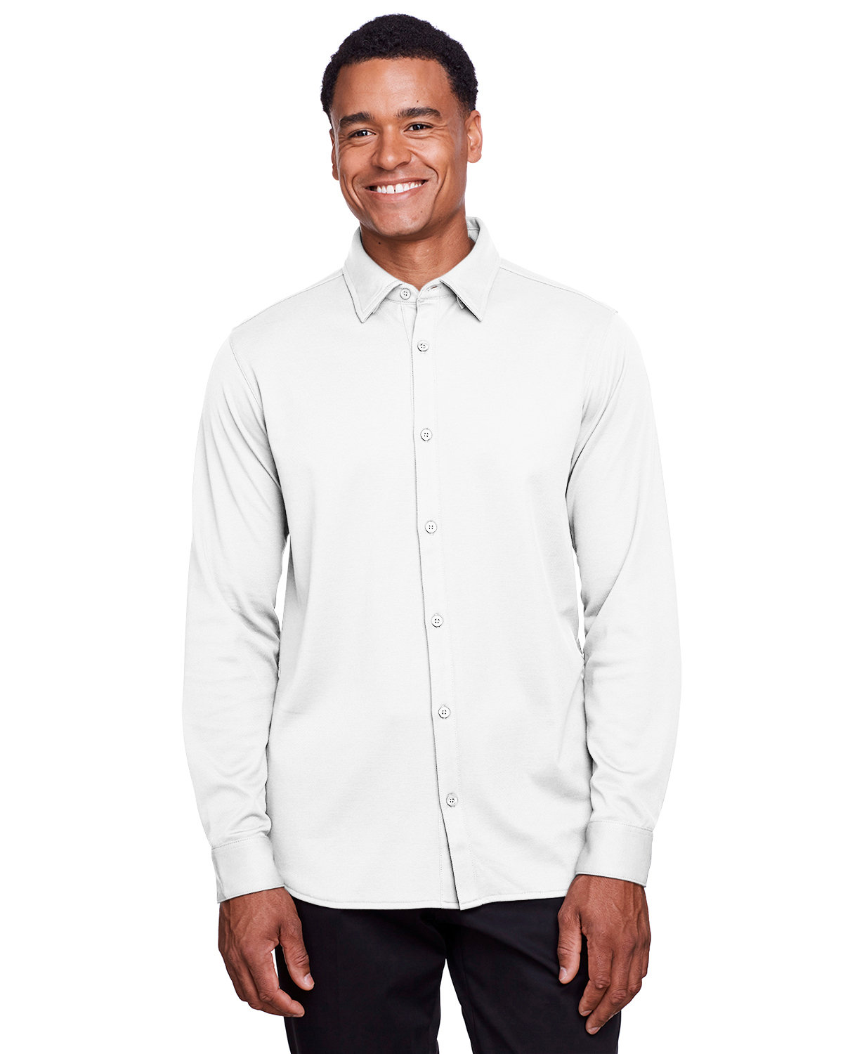 Devon & Jones Men's CrownLux Performance™ Plaited Button-Down Shirt WHITE 