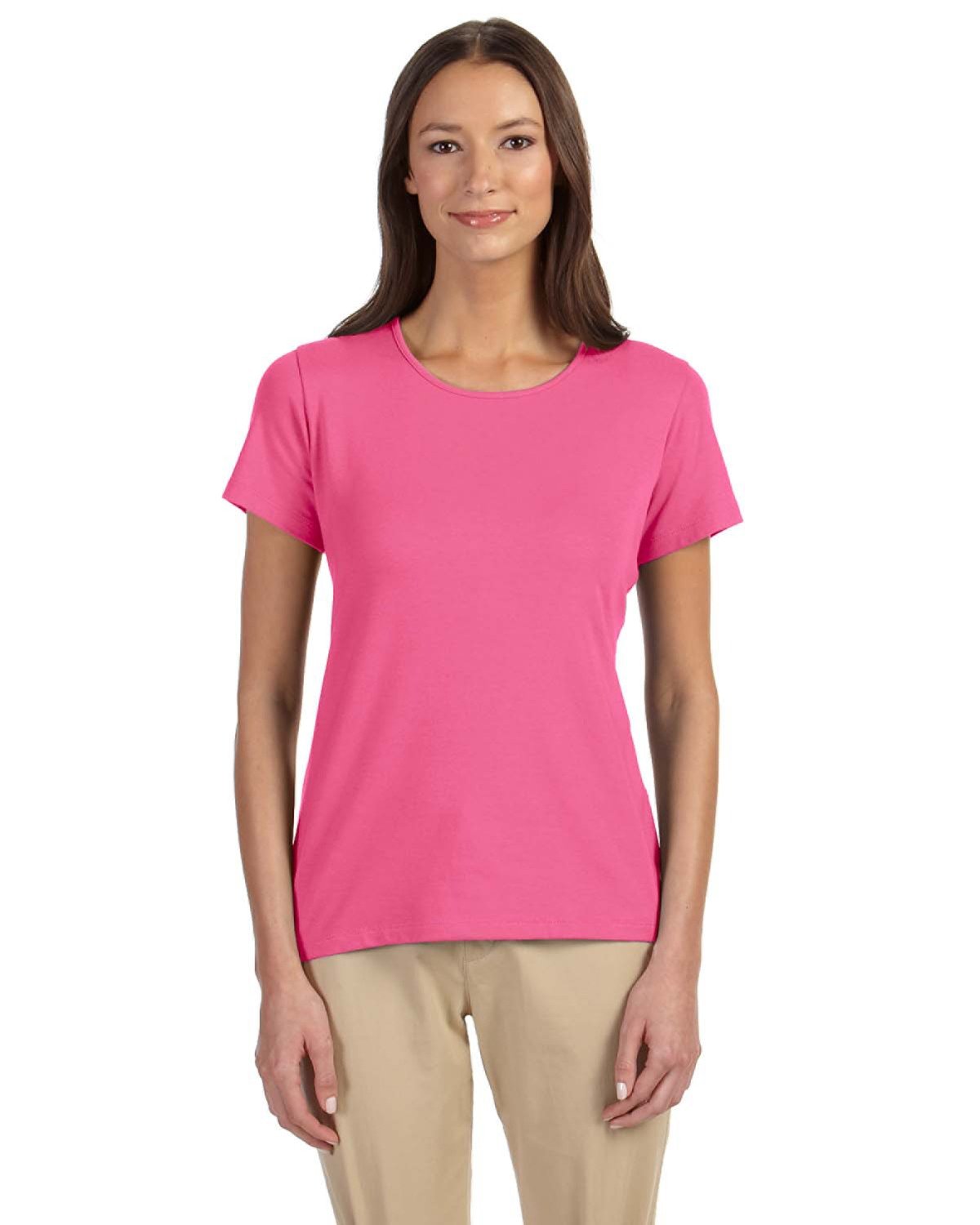 Devon & Jones Ladies' Perfect Fit™ Shell T-Shirt CHARITY PINK 