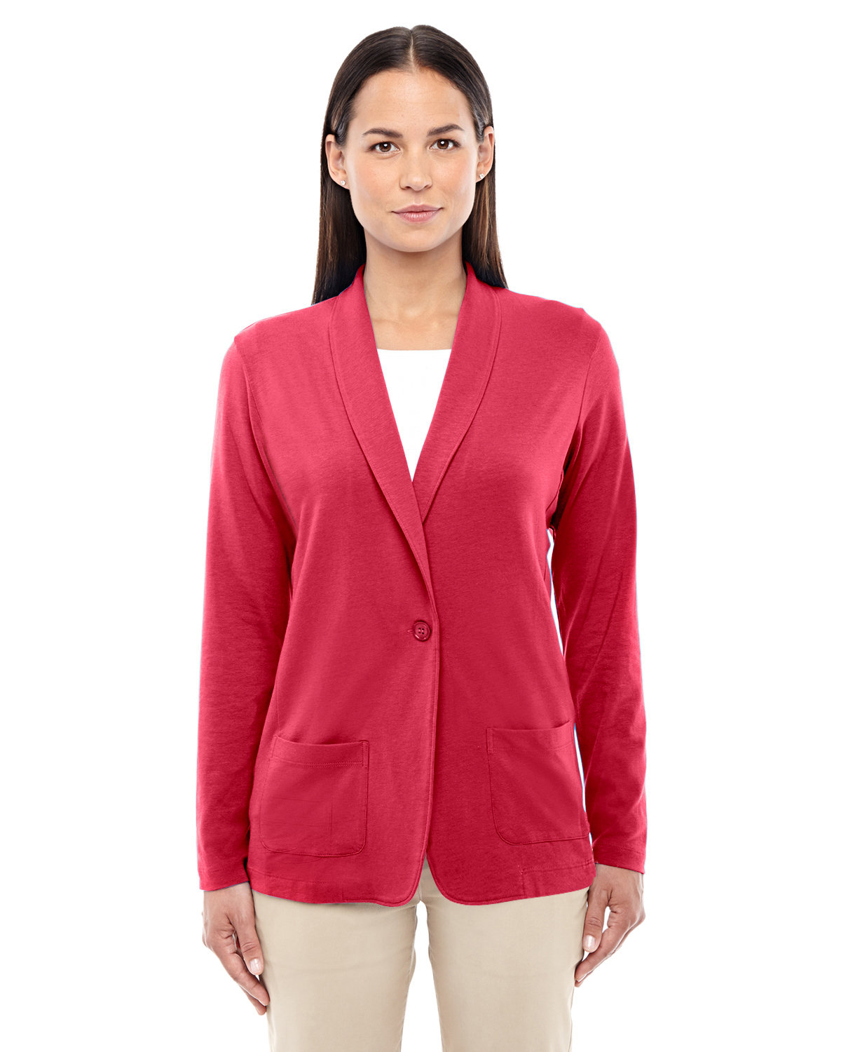 Devon & Jones Ladies' Perfect Fit™ Shawl Collar Cardigan RED 