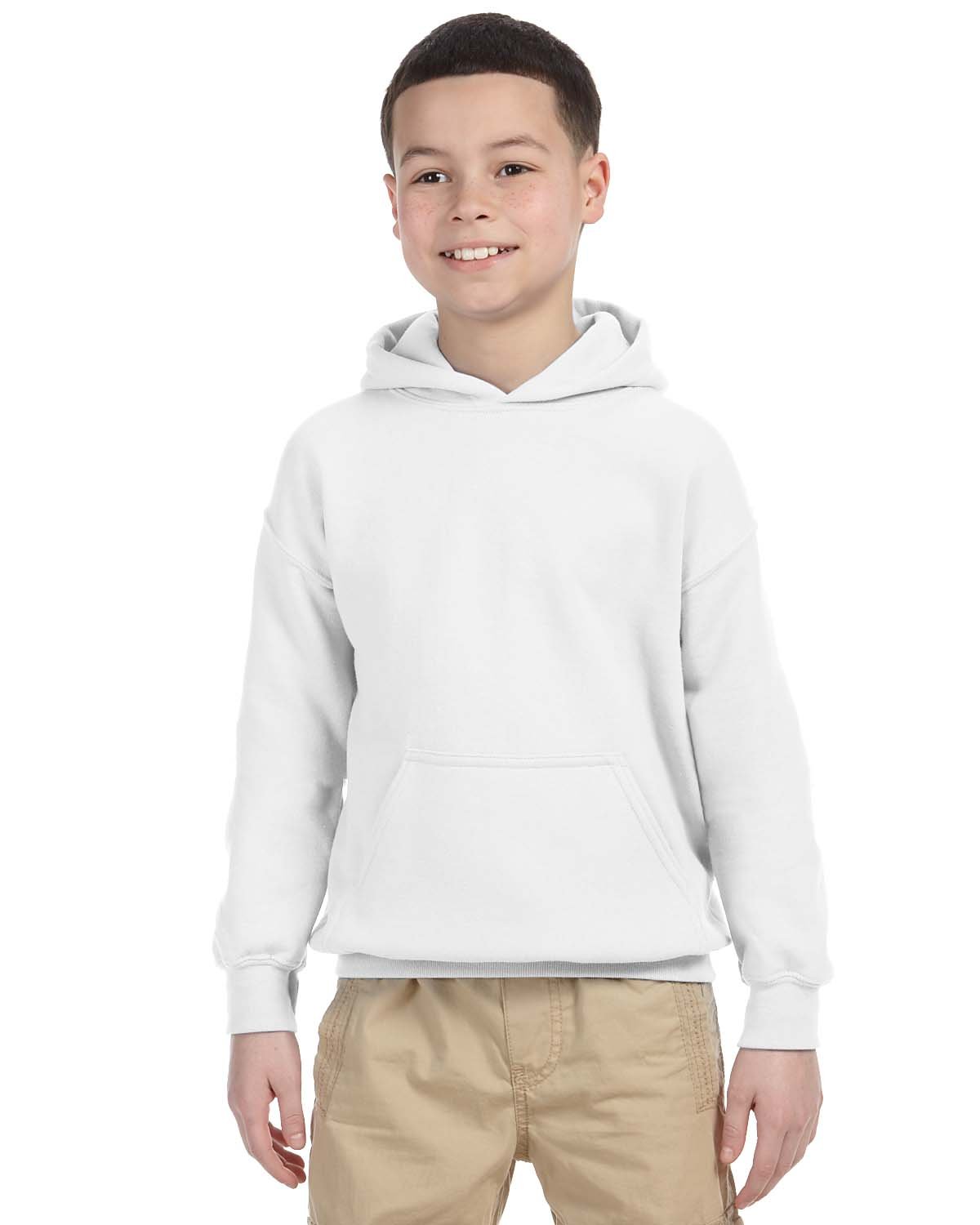Gildan Youth Heavy Blend™ 50/50 Hooded Sweatshirt WHITE 