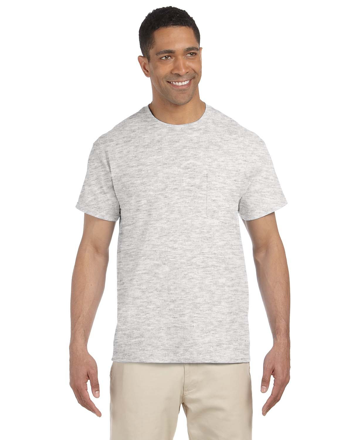 Gildan Adult Ultra Cotton® 6 oz. Pocket T-Shirt ASH GREY 