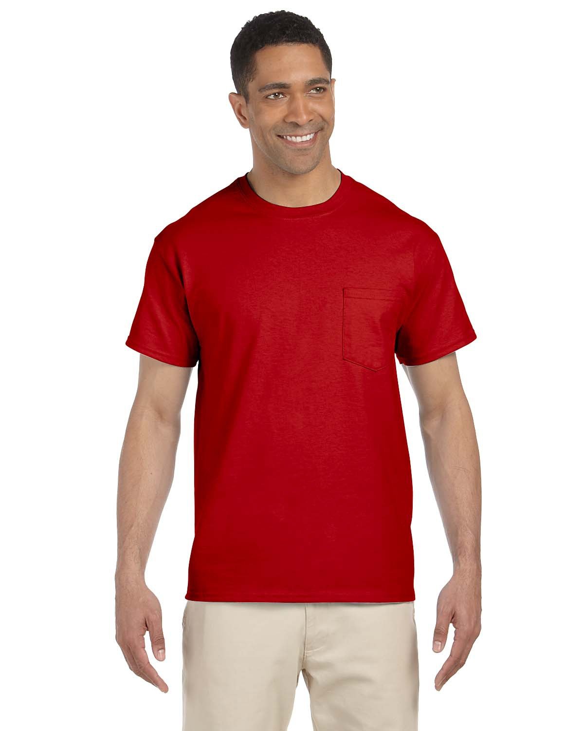 Gildan Adult Ultra Cotton® 6 oz. Pocket T-Shirt RED 