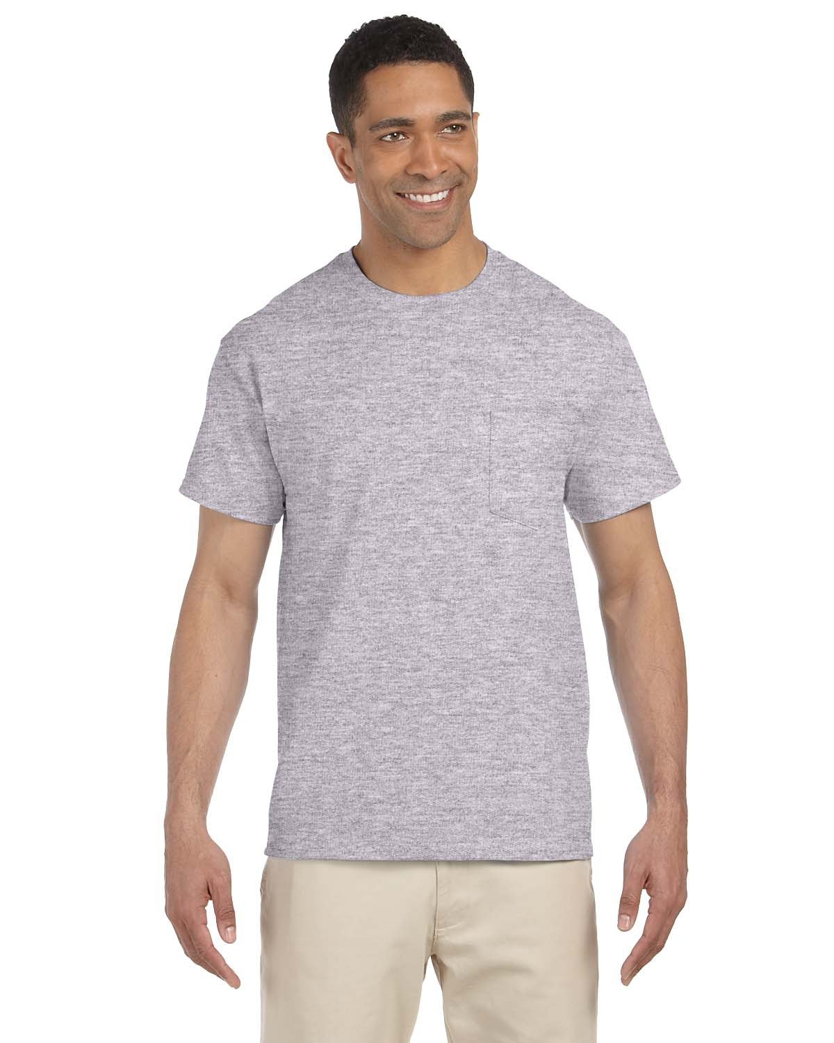 Gildan Adult Ultra Cotton® 6 oz. Pocket T-Shirt SPORT GREY 