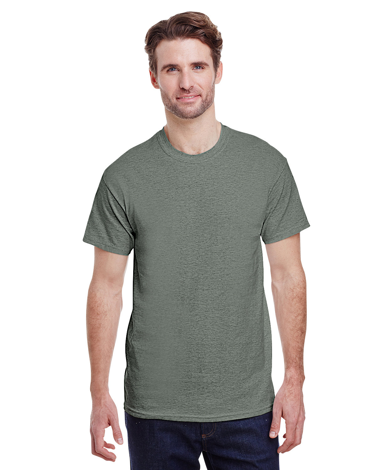 Gildan Adult Heavy Cotton™ T-Shirt HTHR MILITRY GRN 