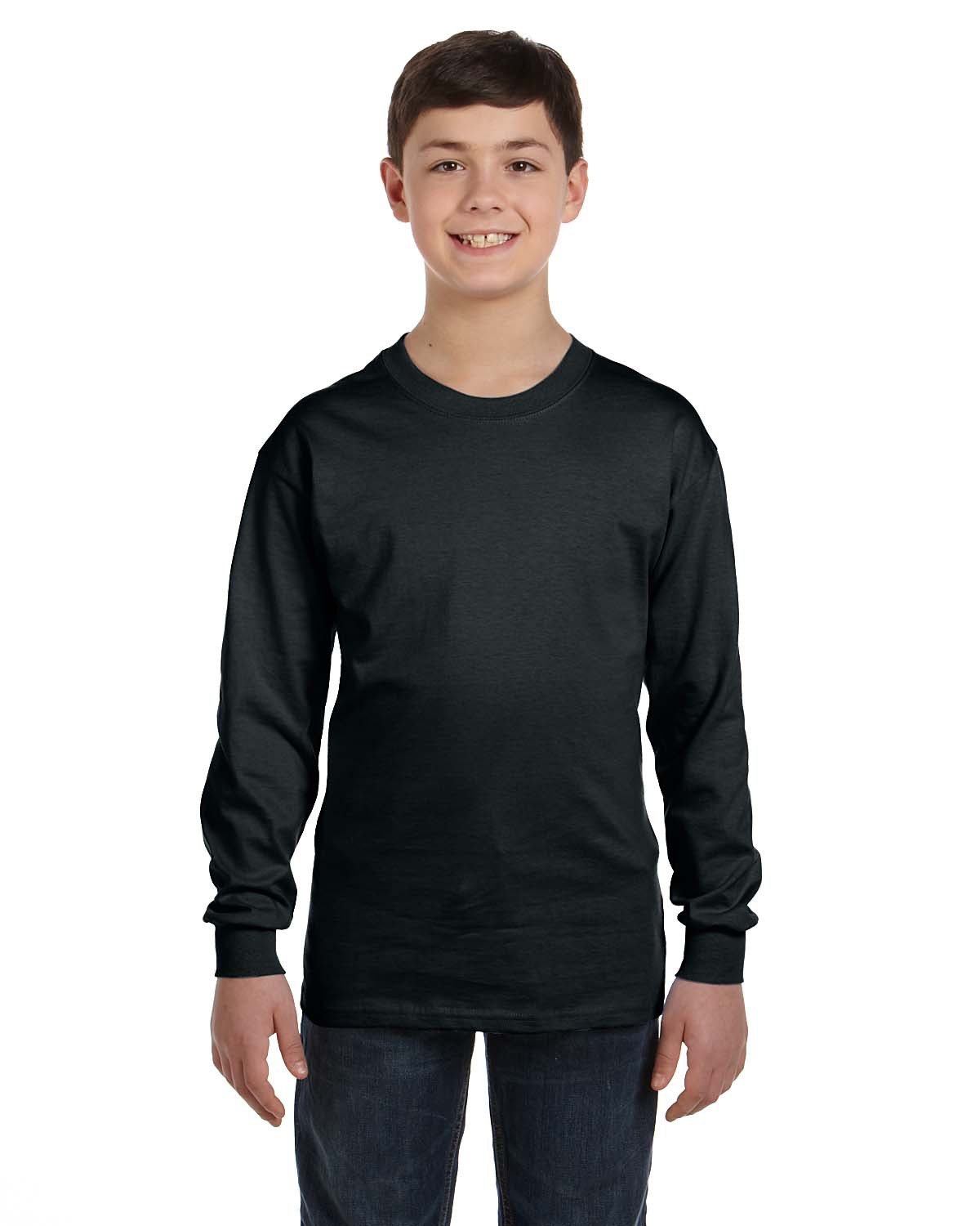 Gildan Youth Heavy Cotton™ Long-Sleeve T-Shirt BLACK 