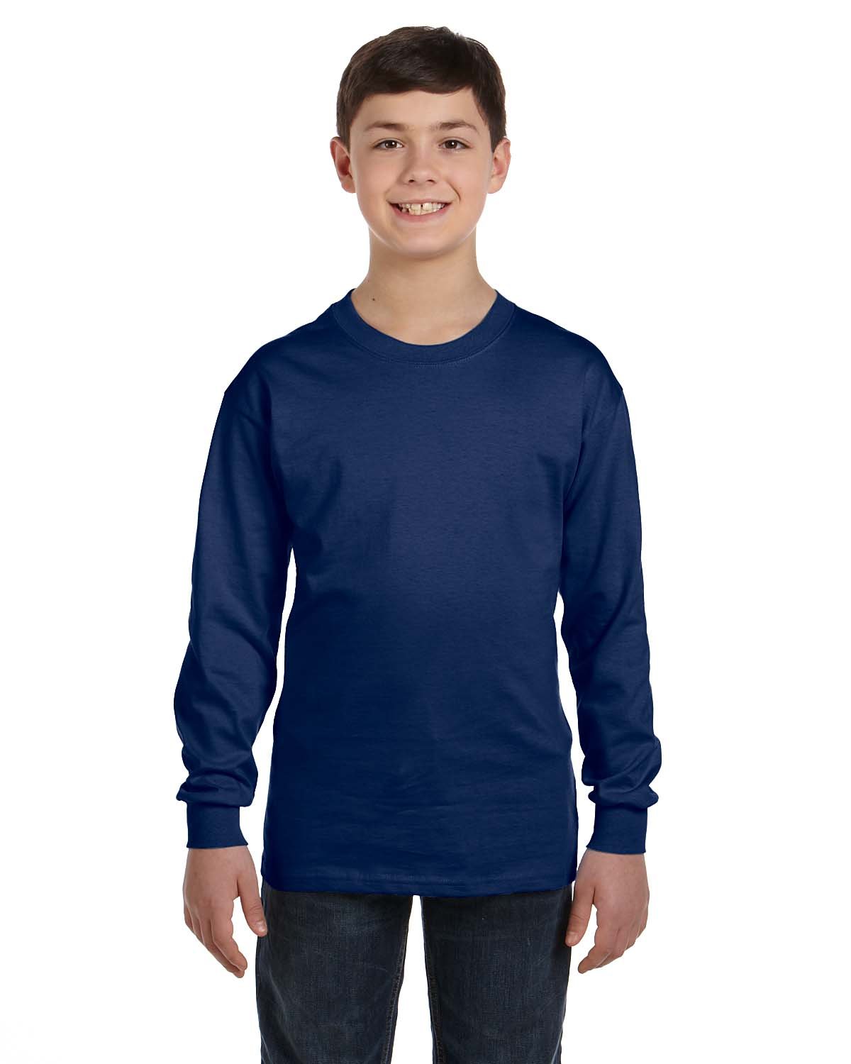 Gildan Youth Heavy Cotton™ Long-Sleeve T-Shirt NAVY 