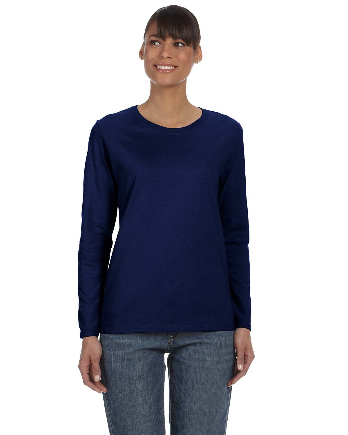 Gildan Ladies' Heavy Cotton™ Long-Sleeve T-Shirt NAVY 