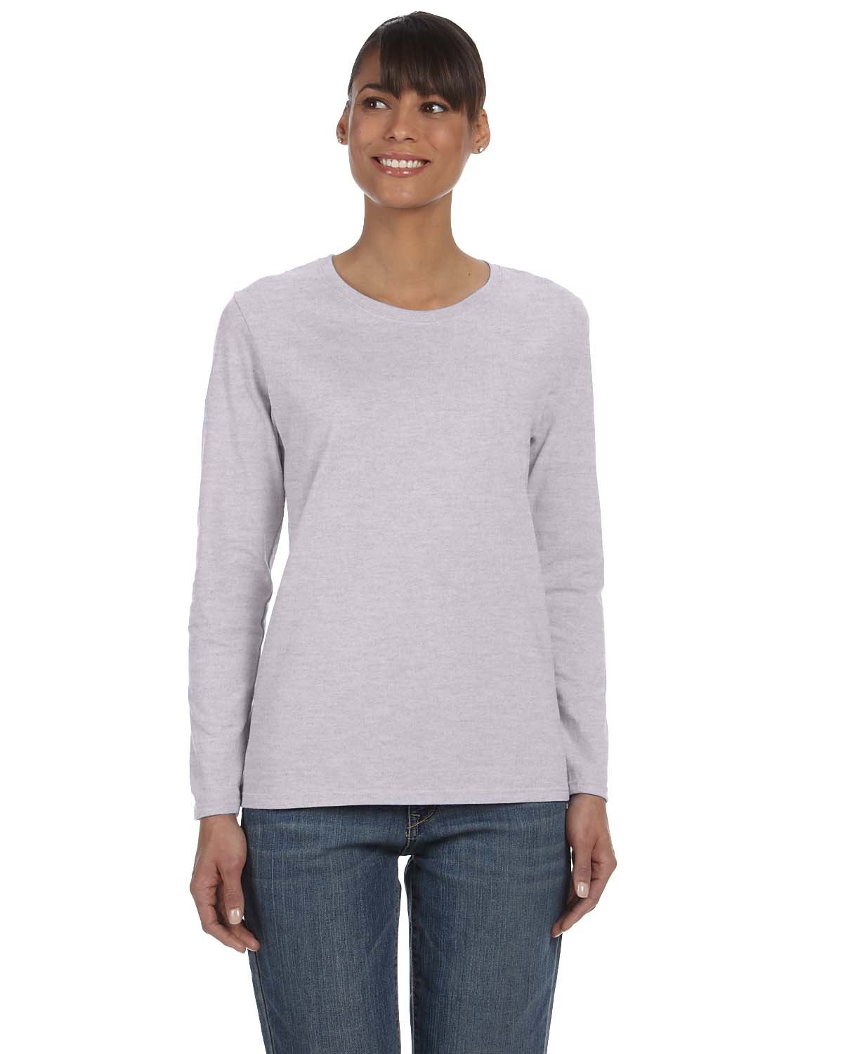 Gildan Ladies' Heavy Cotton™ Long-Sleeve T-Shirt SPORT GREY 