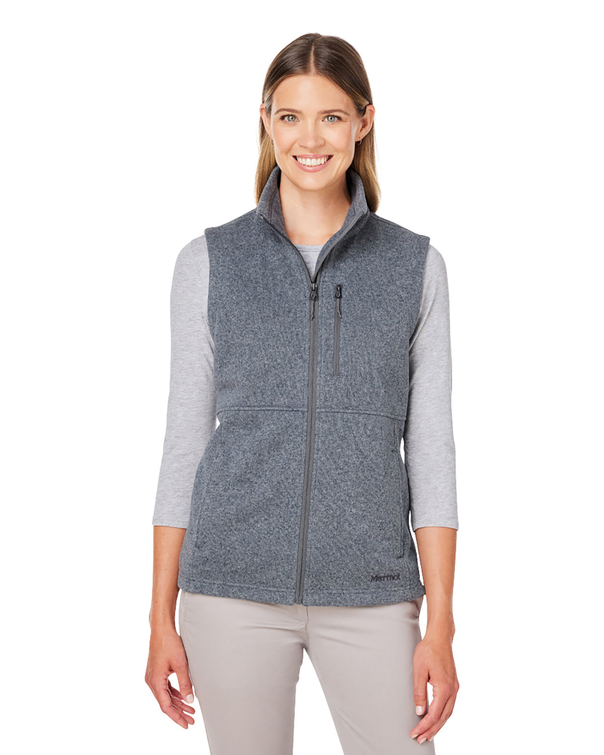 Marmot Ladies' Dropline Sweater Fleece Vest STEEL ONYX 