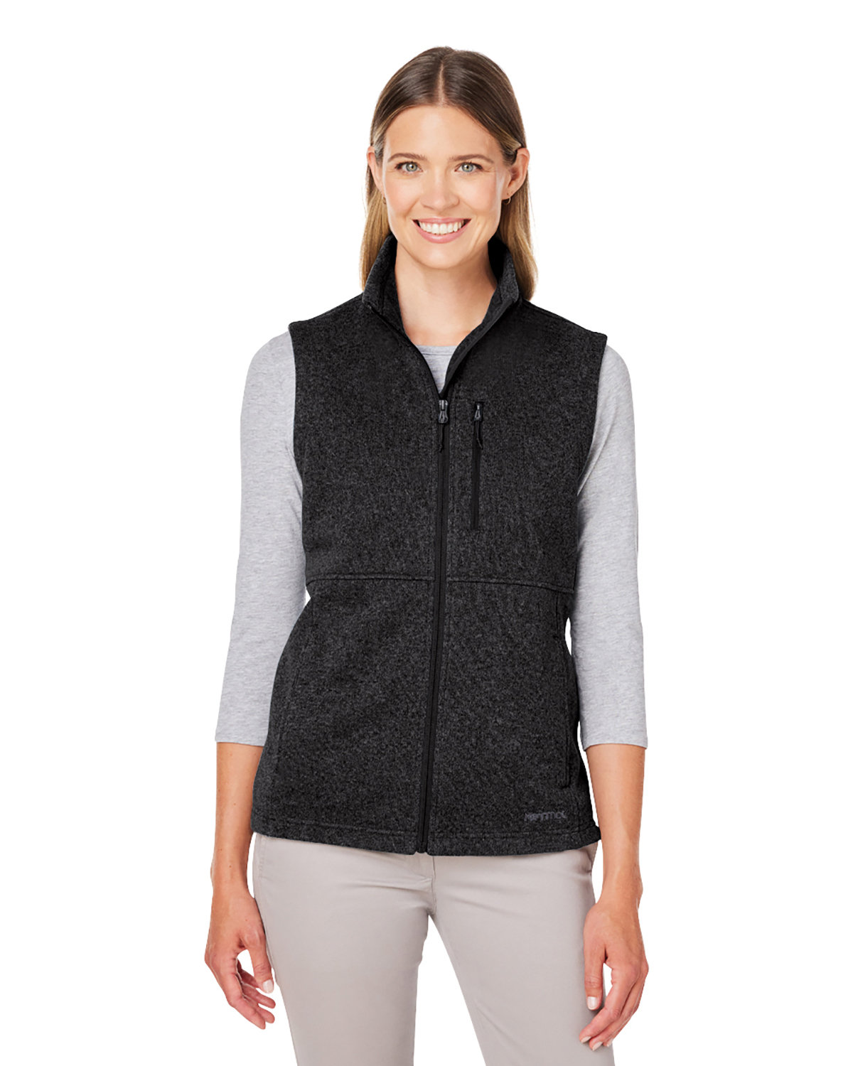 Marmot Ladies' Dropline Sweater Fleece Vest BLACK 