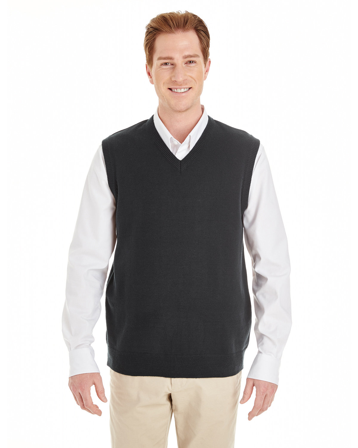 Harriton Men's Pilbloc™ V-Neck Sweater Vest BLACK 
