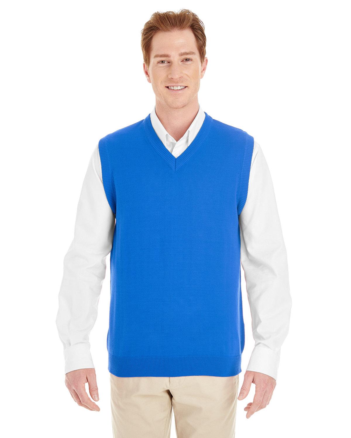 Harriton Men's Pilbloc™ V-Neck Sweater Vest TRUE ROYAL 