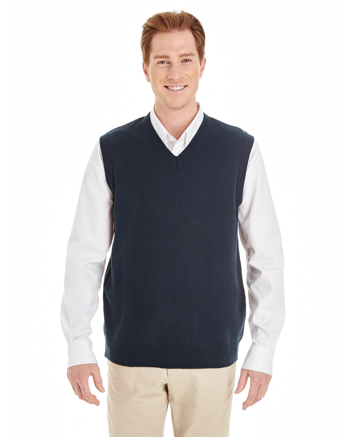 Harriton Men's Pilbloc™ V-Neck Sweater Vest DARK NAVY 