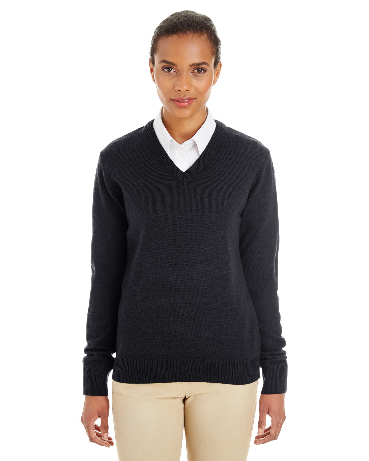 Harriton Ladies' Pilbloc™ V-Neck Sweater BLACK 