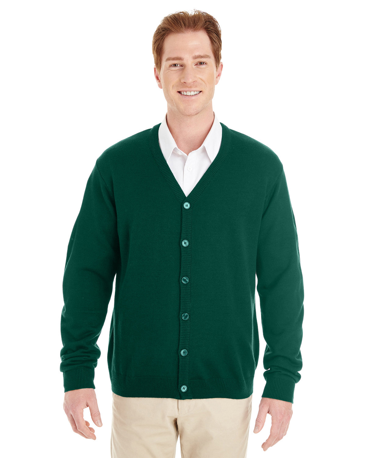 Harriton Men's Pilbloc™ V-Neck Button Cardigan Sweater HUNTER 