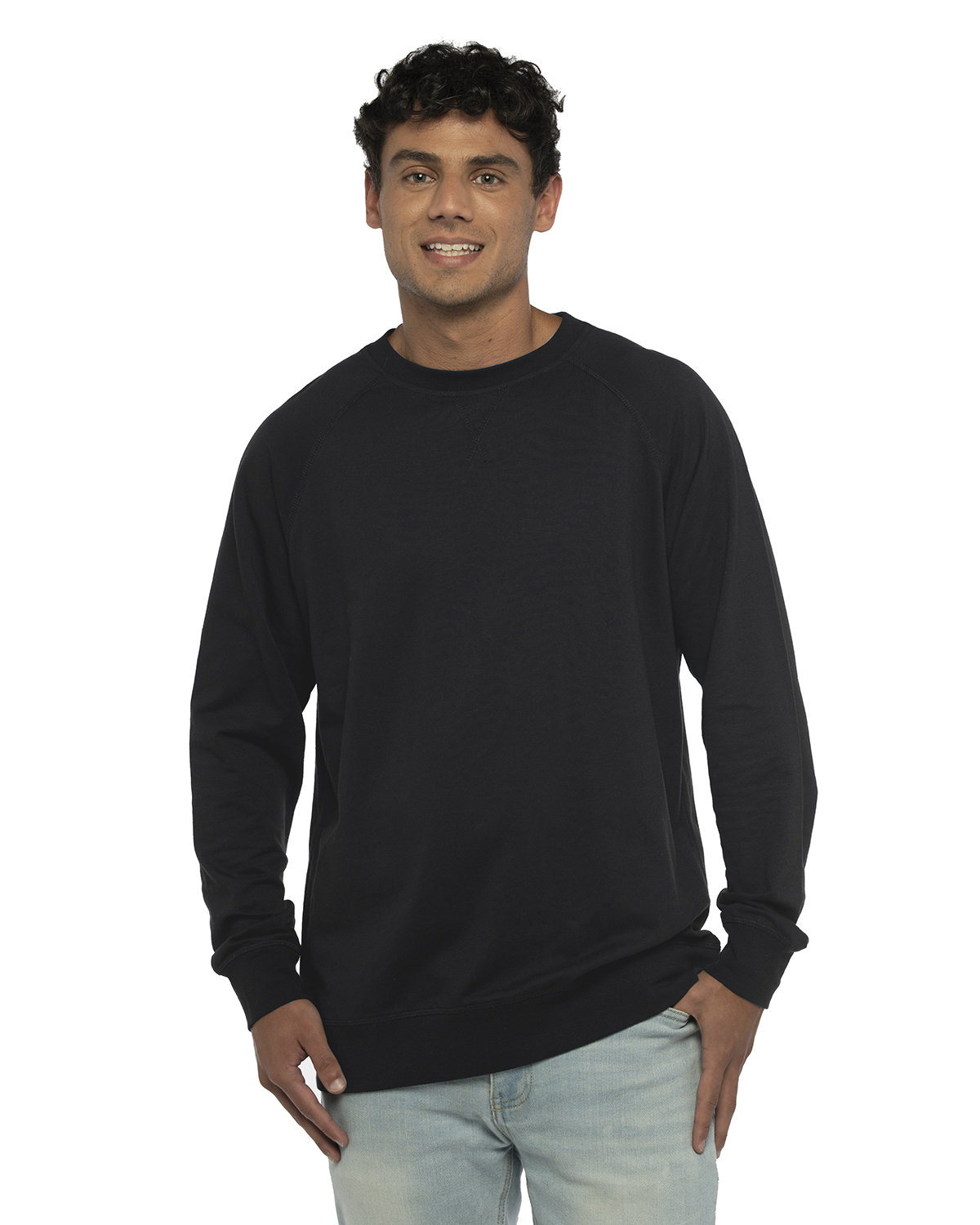Next Level Unisex Laguna French Terry Raglan Sweatshirt BLACK 