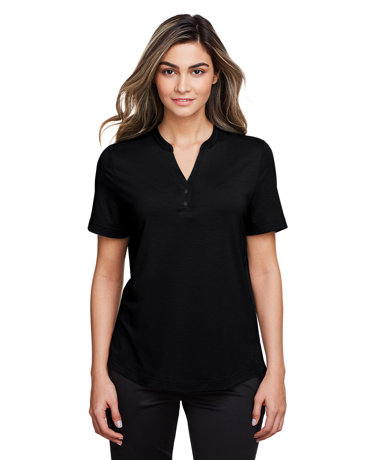 North End Ladies' Jaq Snap-Up Stretch Performance Polo BLACK 