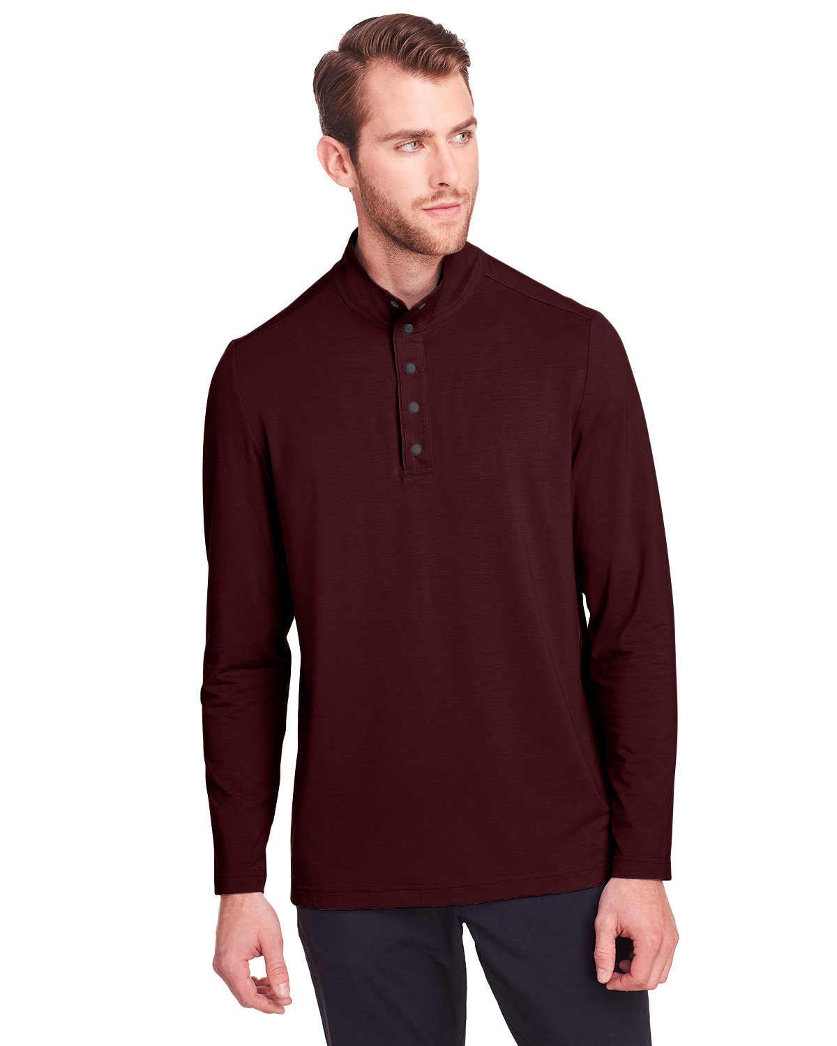 North End Men's Jaq Snap-Up Stretch Performance Pullover BURGUNDY 