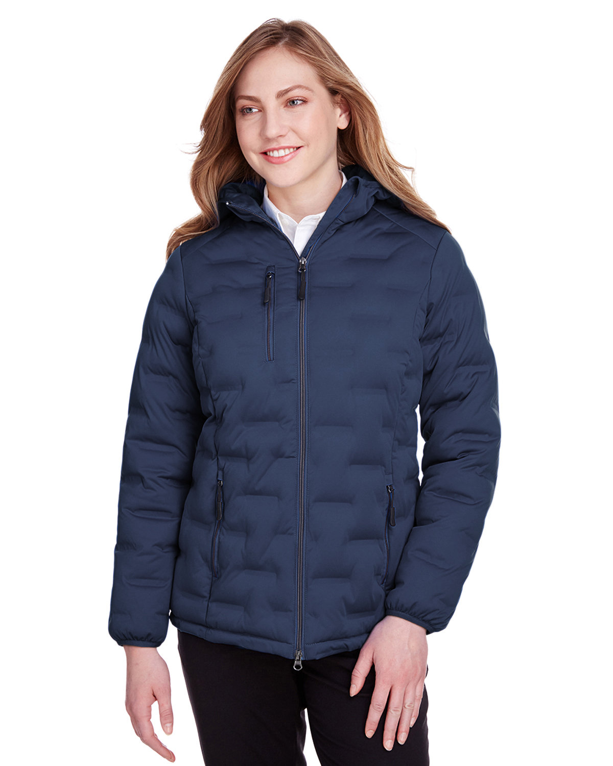 North End Ladies' Loft Puffer Jacket CLASSC NVY/ CRBN 