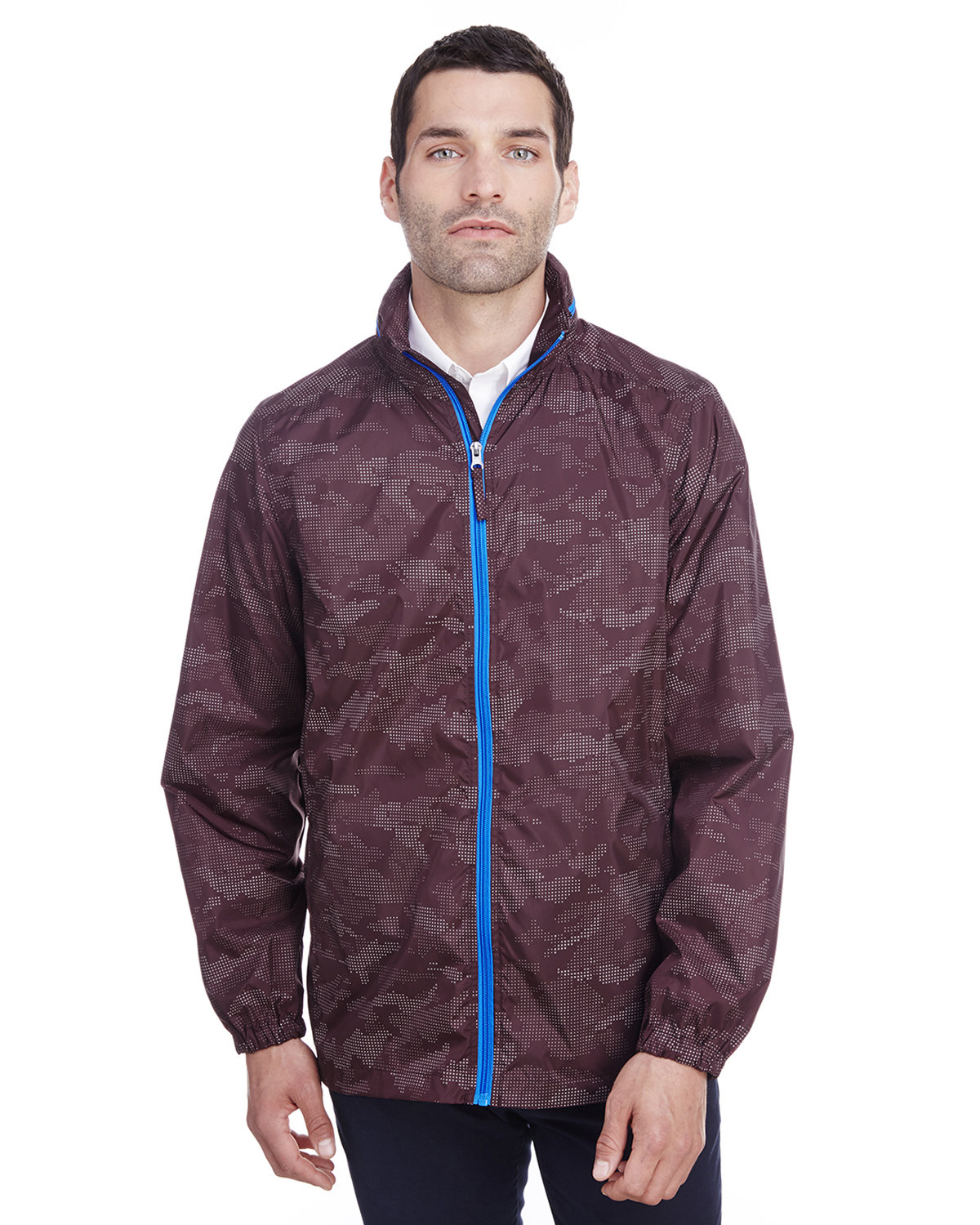 North End Men's Rotate Reflective Jacket BURGNDY/ OLY BLU 