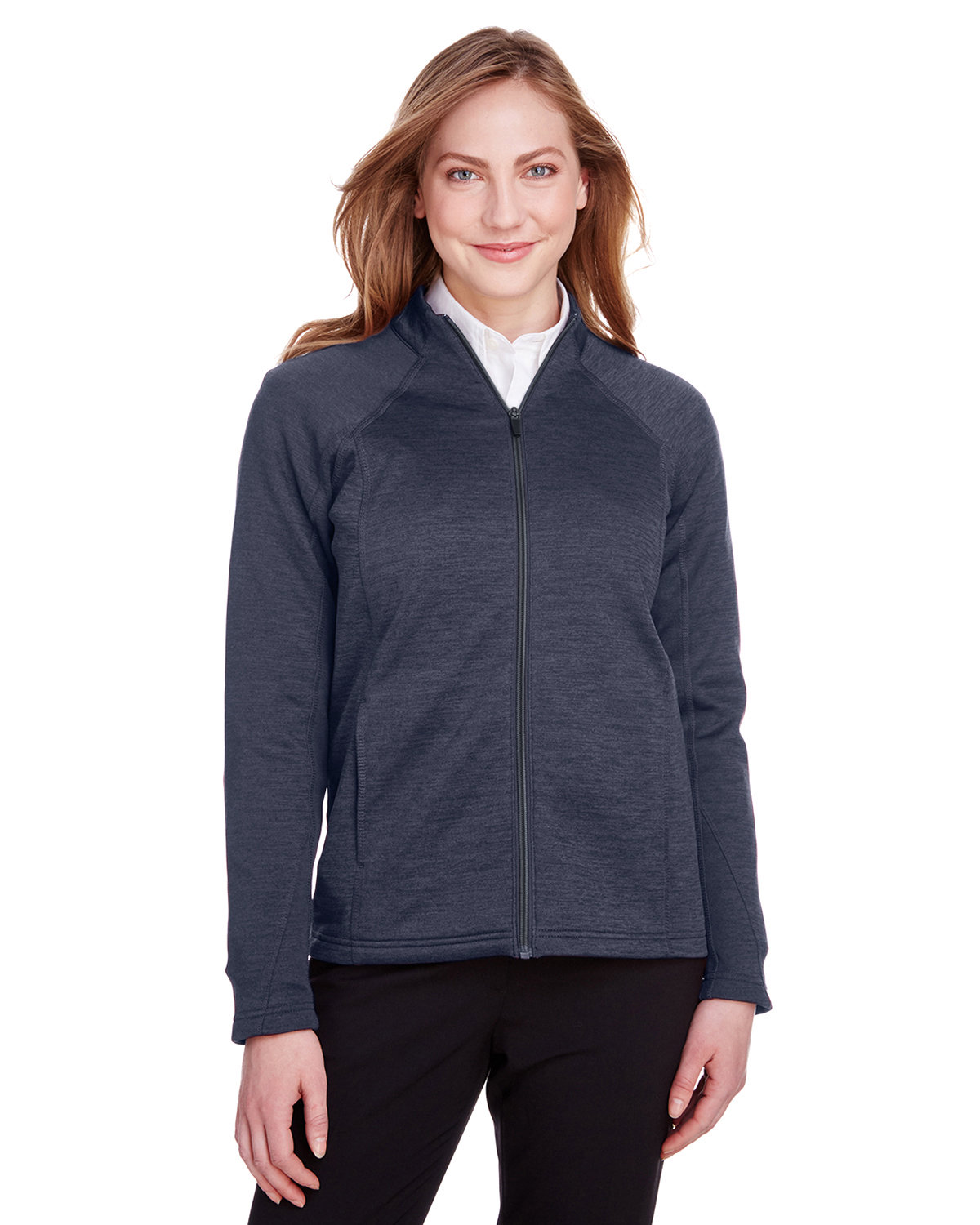 North End Ladies Flux 2.0 Full-Zip Jacket CLSC NVY HT/ CRB 