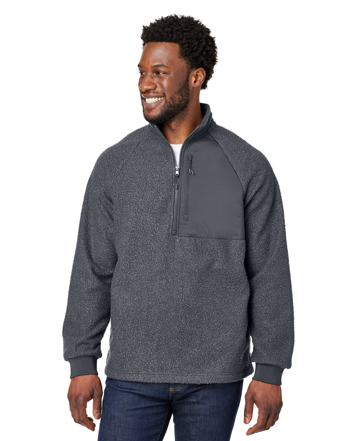 North End Men's Aura Sweater Fleece Quarter-Zip CARBON/ CARBON 