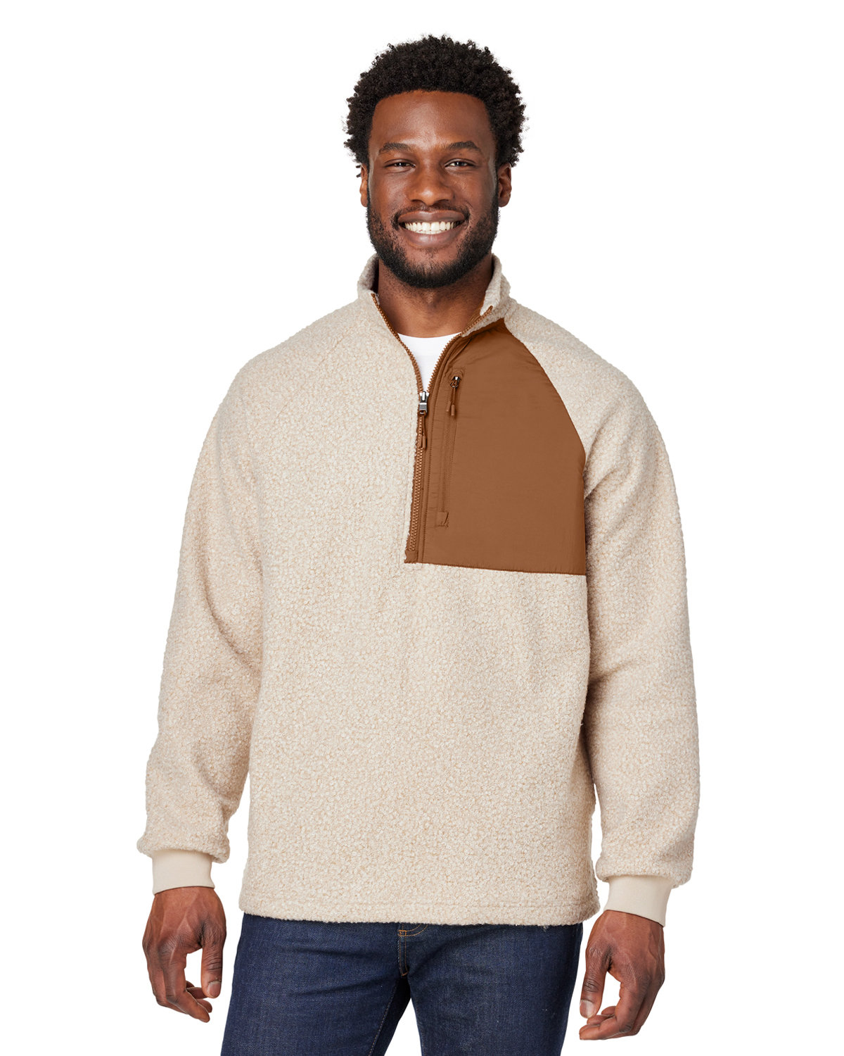 North End Men's Aura Sweater Fleece Quarter-Zip OATML HTHR/ TEAK 