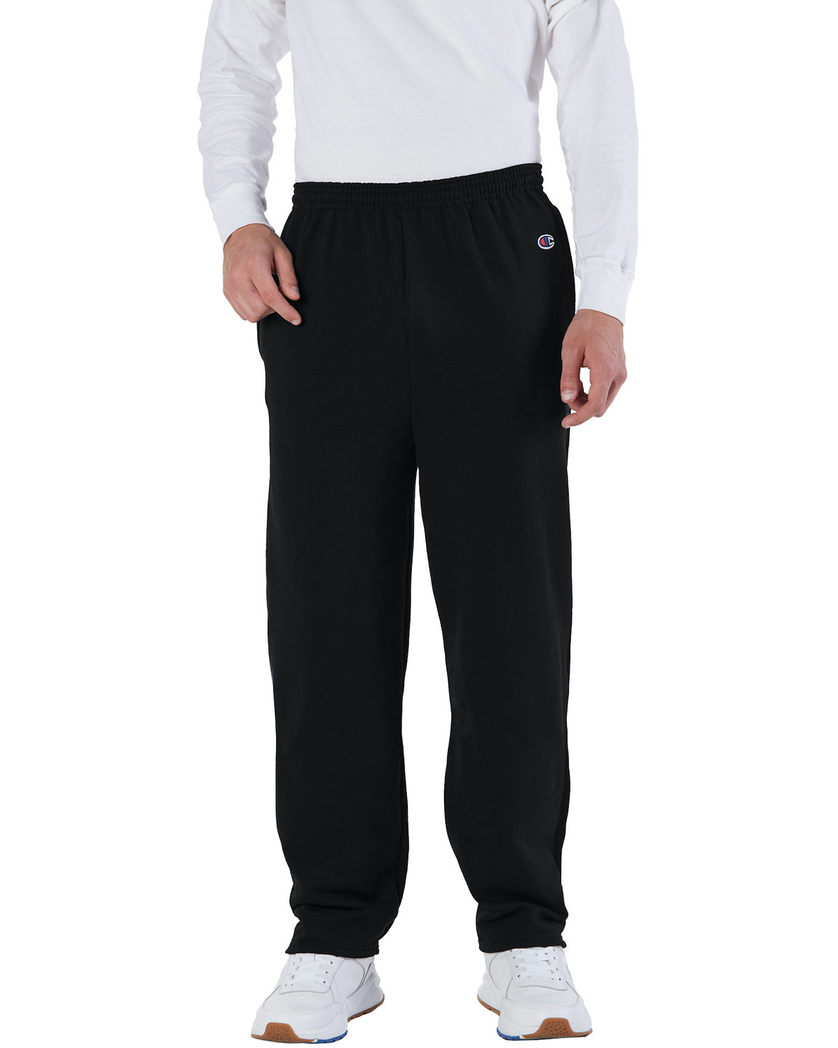 Champion Adult Powerblend® Open-Bottom Fleece Pant with Pockets BLACK 