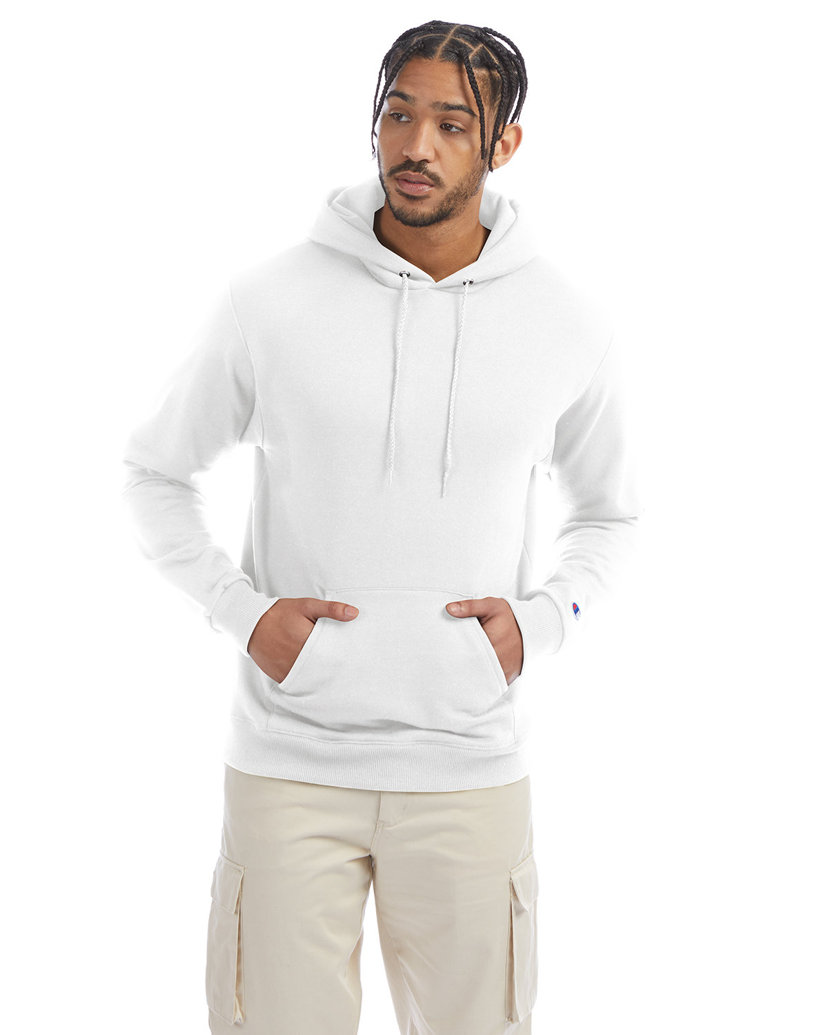 Champion Adult Powerblend® Pullover Hooded Sweatshirt WHITE 