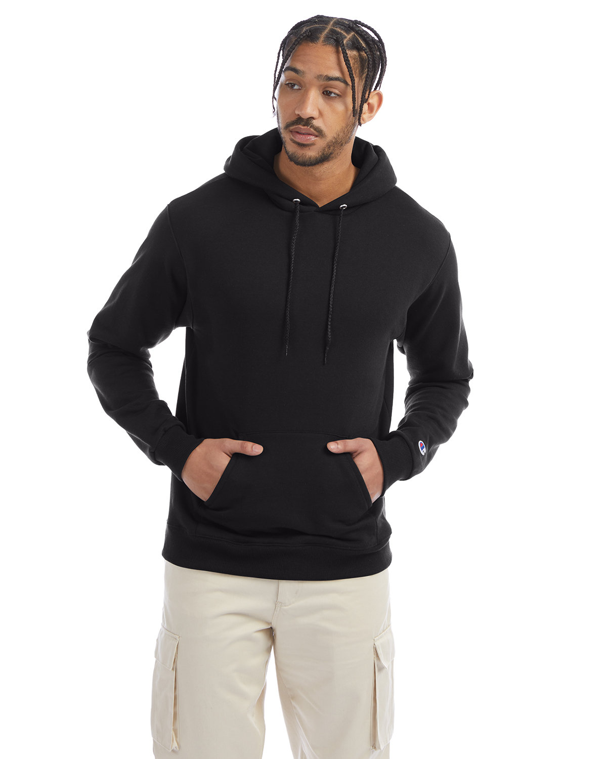 Champion Adult Powerblend® Pullover Hooded Sweatshirt BLACK 