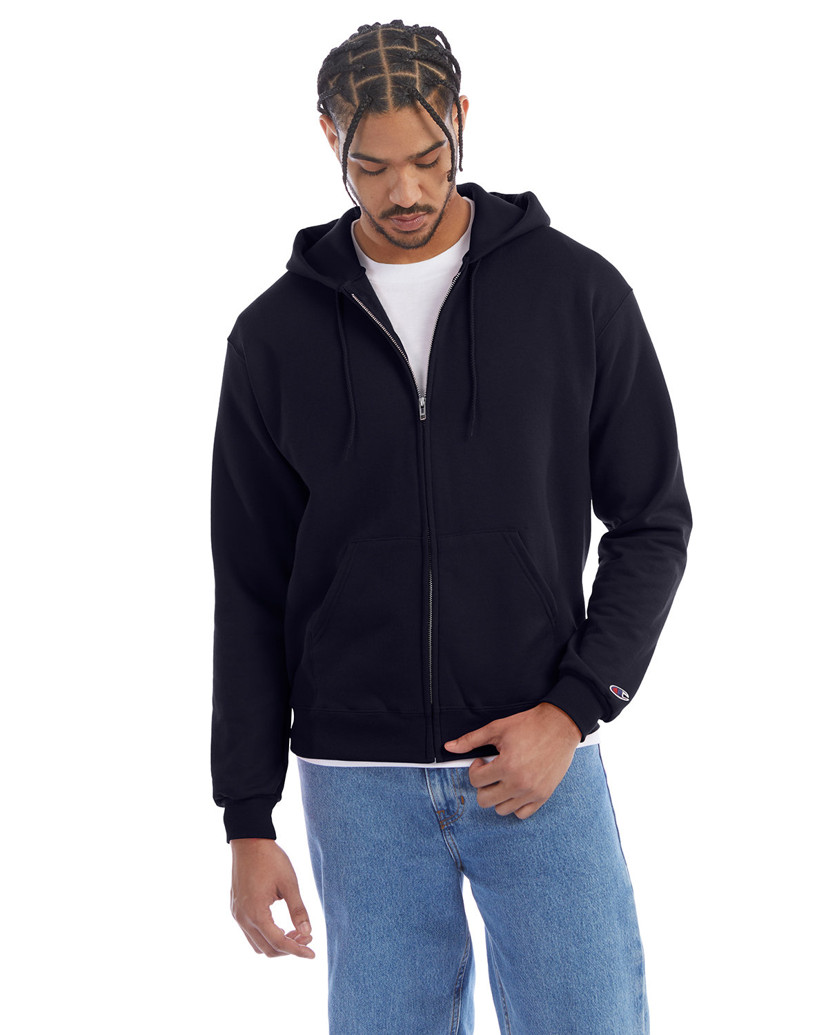 Champion Adult Powerblend® Full-Zip Hooded Sweatshirt NAVY 